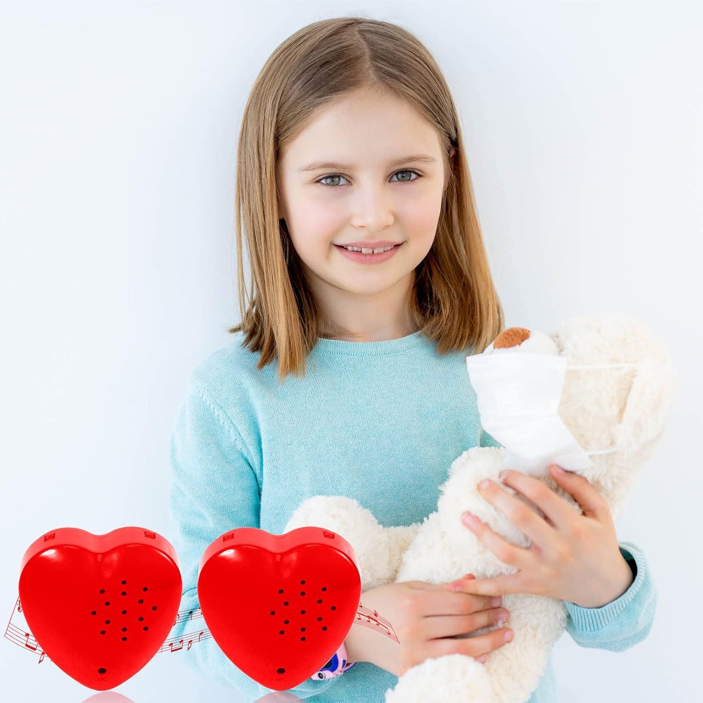 Civaner 2 Pack 20 Voice Recorder for Stuffed Animal Second Red Heart Voice Recorder Sound Recording Device Recordable