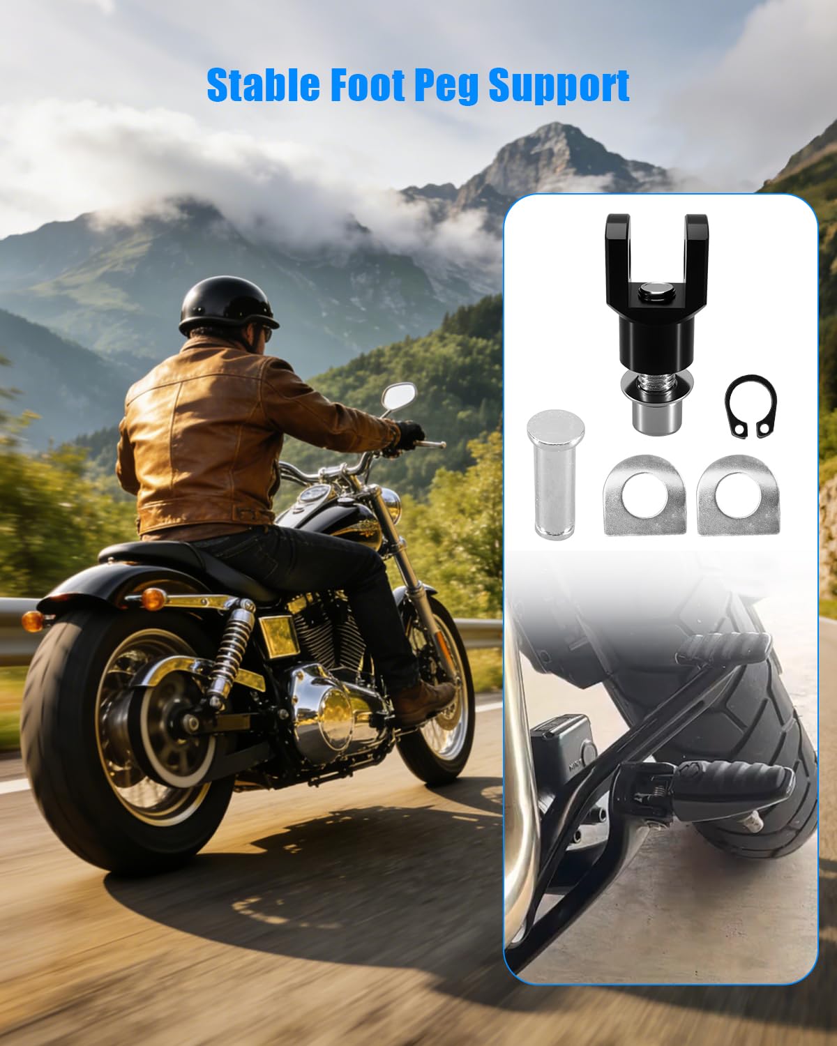 Motorcycle Foot Pegs Mount Supports Footrest Mounting Clevis Hardware Kit 29mm Fit for Harley Davidson FX Softail FXST FXR Low Rider Custom FXLR FXR Super Glide, Male Mount Style