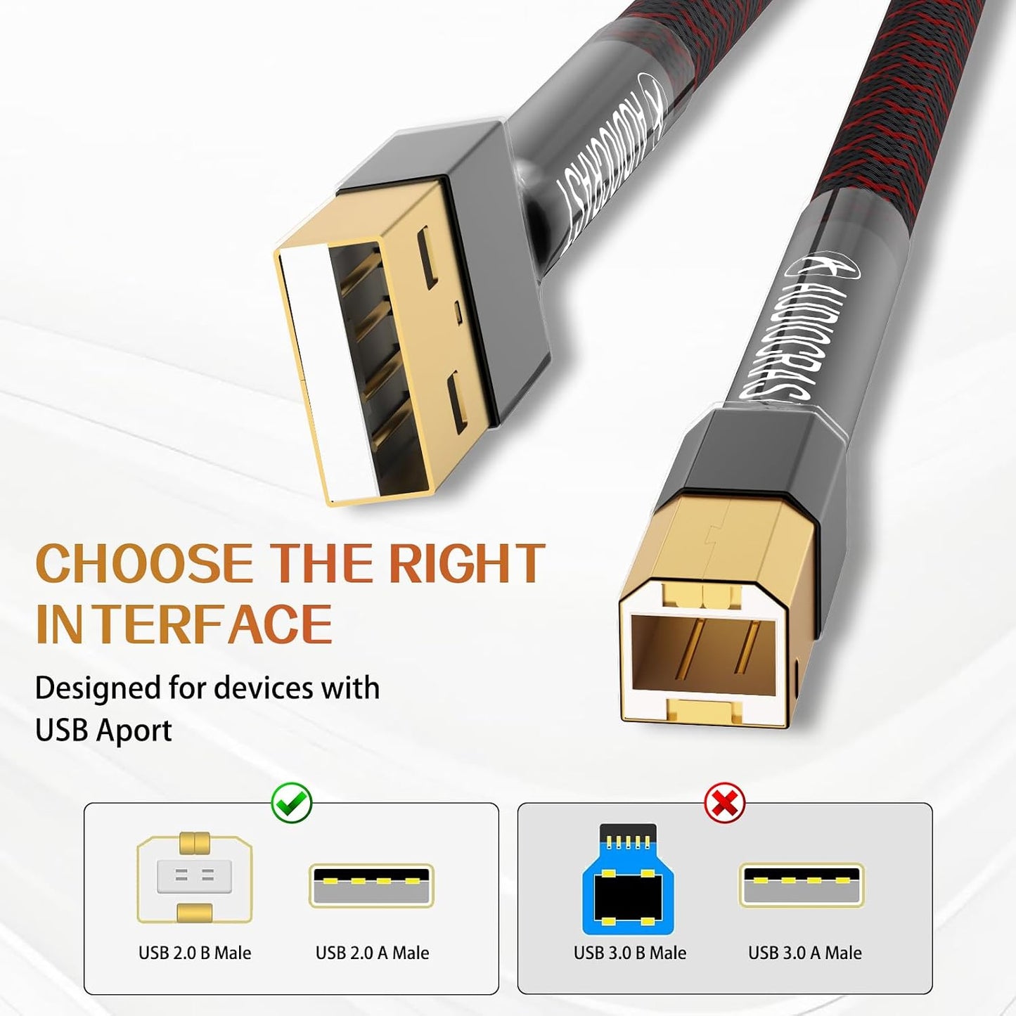 2.0 (1.5m/4.92ft) Tertullus HiFi USB Cable A to B Digital Audio Audiophile Cable