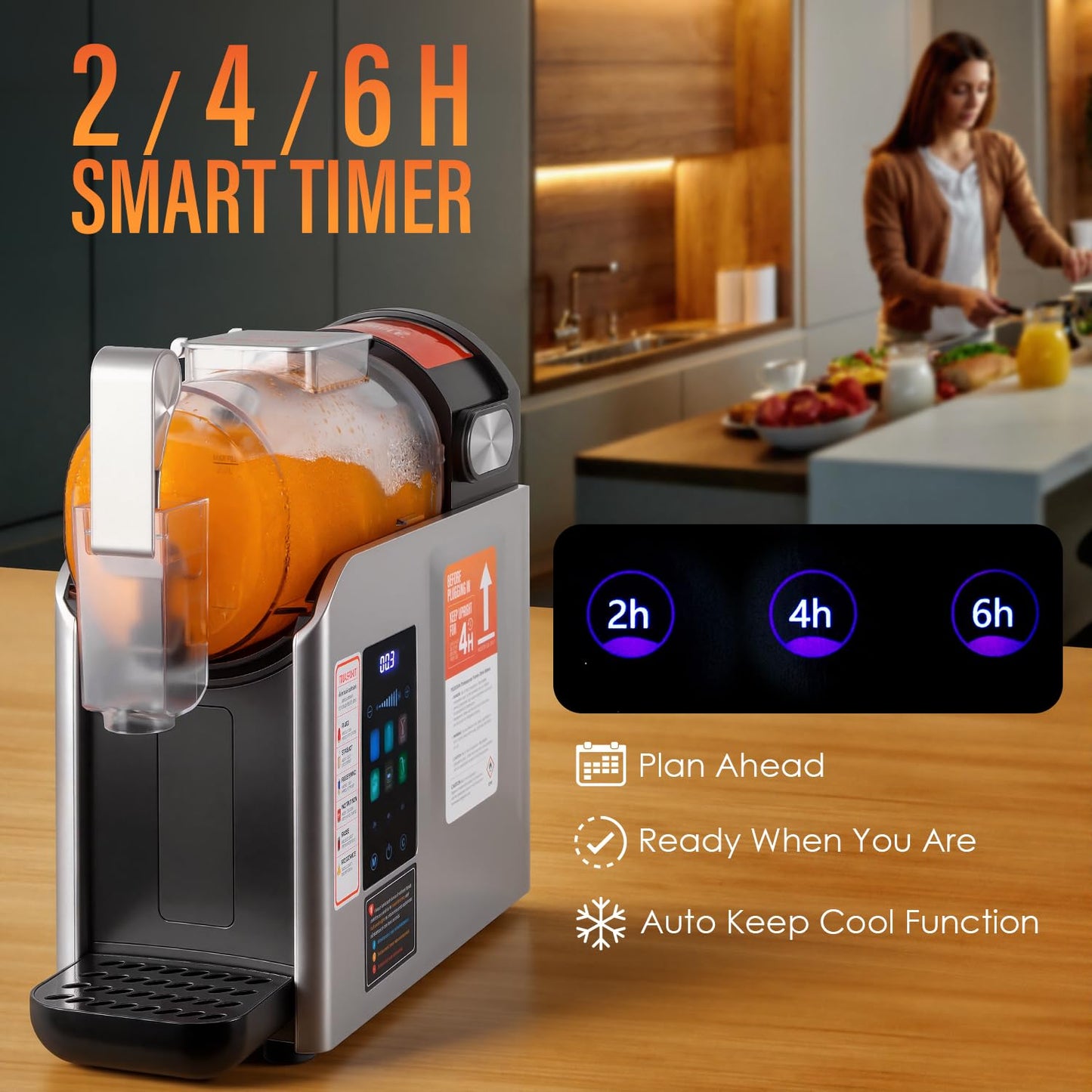 New Upgrade Smart 6 Presets Slushie Machine for Home & Soft Serve Ice Cream Machine, 68oz Color Touch Screen Slushy Machine for Home with 2/4/6H Smart Timer & Self-Cleaning, DIY Frozen Drink Maker