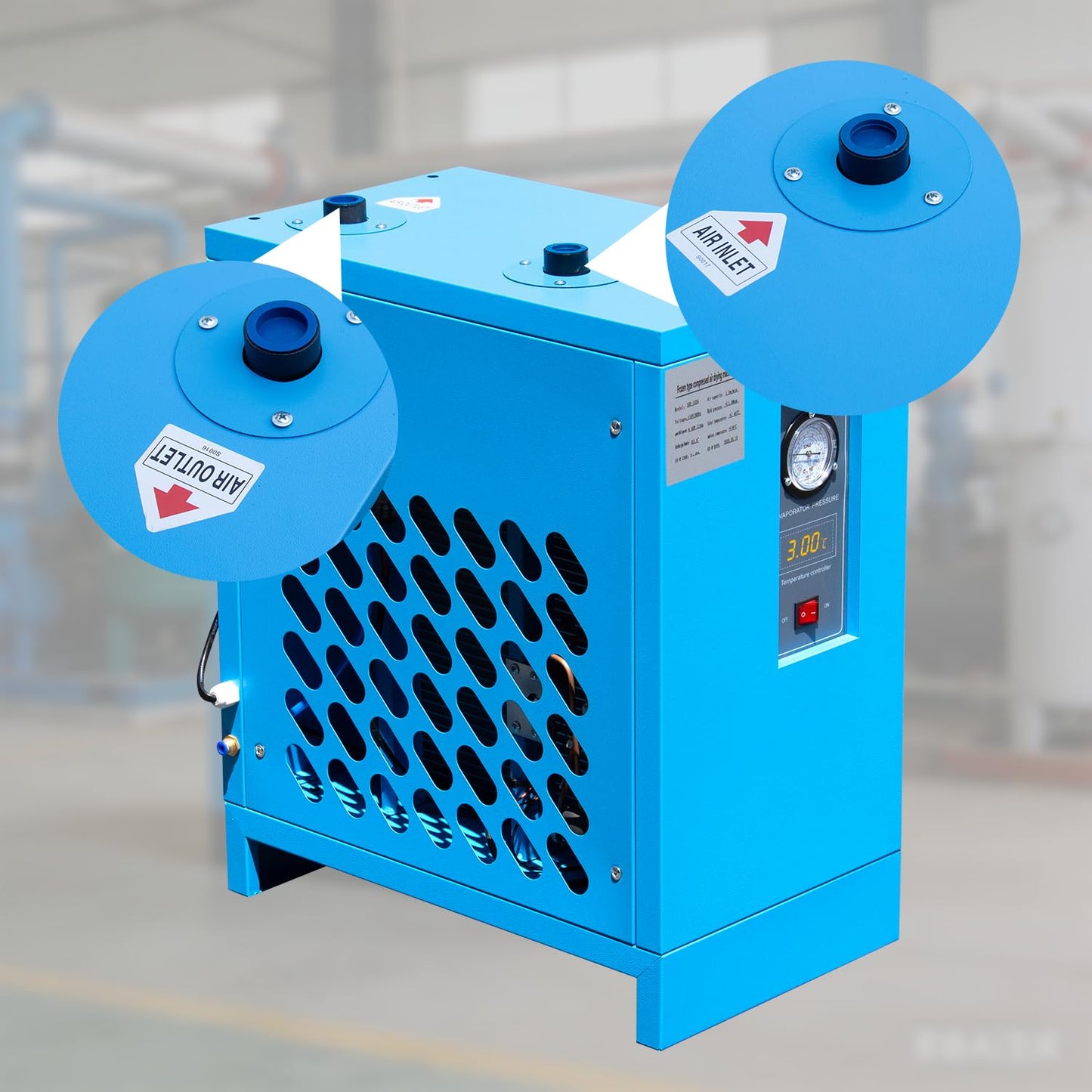 HPDAVV Industrial Refrigerated Air Dryer with R134a Cooling System for Air Compressors – 35 CFM, 0.58 KW, 110V/60Hz – Removes Moisture, Oil, Contaminants – Ideal for Workshop, Garage, Pneumatic Tools