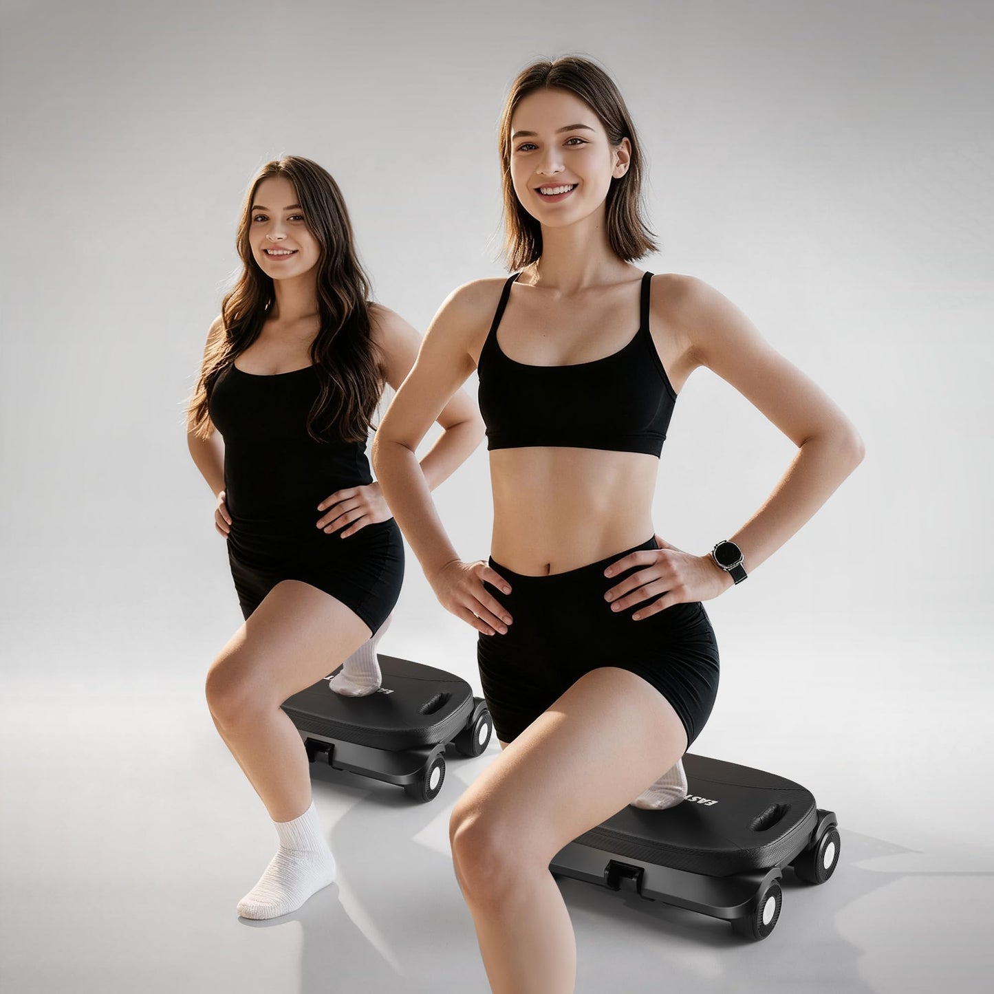 EAST MOUNT Pilates Reformer Board - Pilates Equipment Ab Roller Automatic Rebound Abdominal Wheel Home Workout Equipment for Women Core Workout (Black)