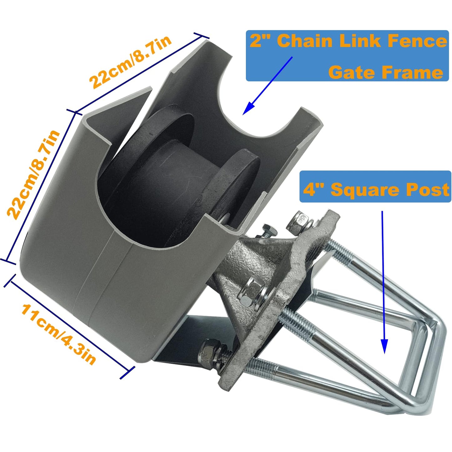 Sliding Gate Rollers, Nylon Cantilever Slide Gate with Covers, 4" Square Post × 2" Chain Link Fence Gate Frame, Sliding Gates, Chain Link Gate Roller-1PCS