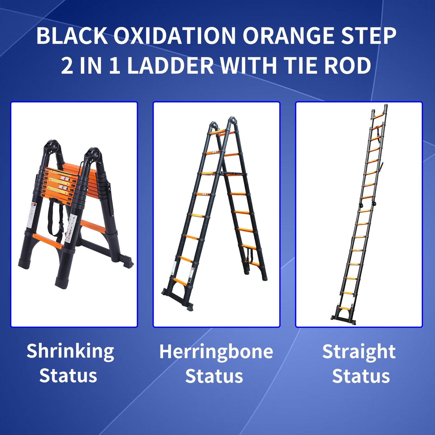 JADDUO Telescoping Ladder 12.5 FT A Frame, 330LBS Heavy Duty, Black