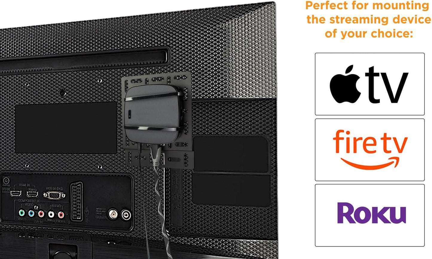 Mount-It! Universal Streaming Device Mount - Securely Attaches Behind Your TV - Compatible With Apple TV, Roku, Amazon