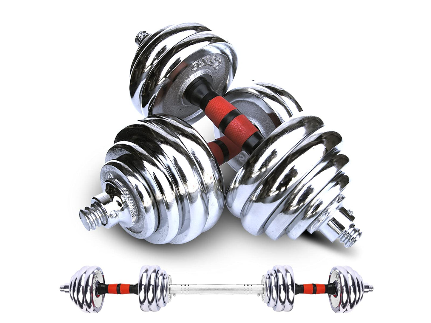 Zoogamo Cast Iron Adjustable Dumbbells Weight Set to 66Lbs / 44LBS, Free Weight with Connecting Rod Used As Barbell, for Men and Women Home Gym Work Out Training Fitness Equipment All-Purpose (66)