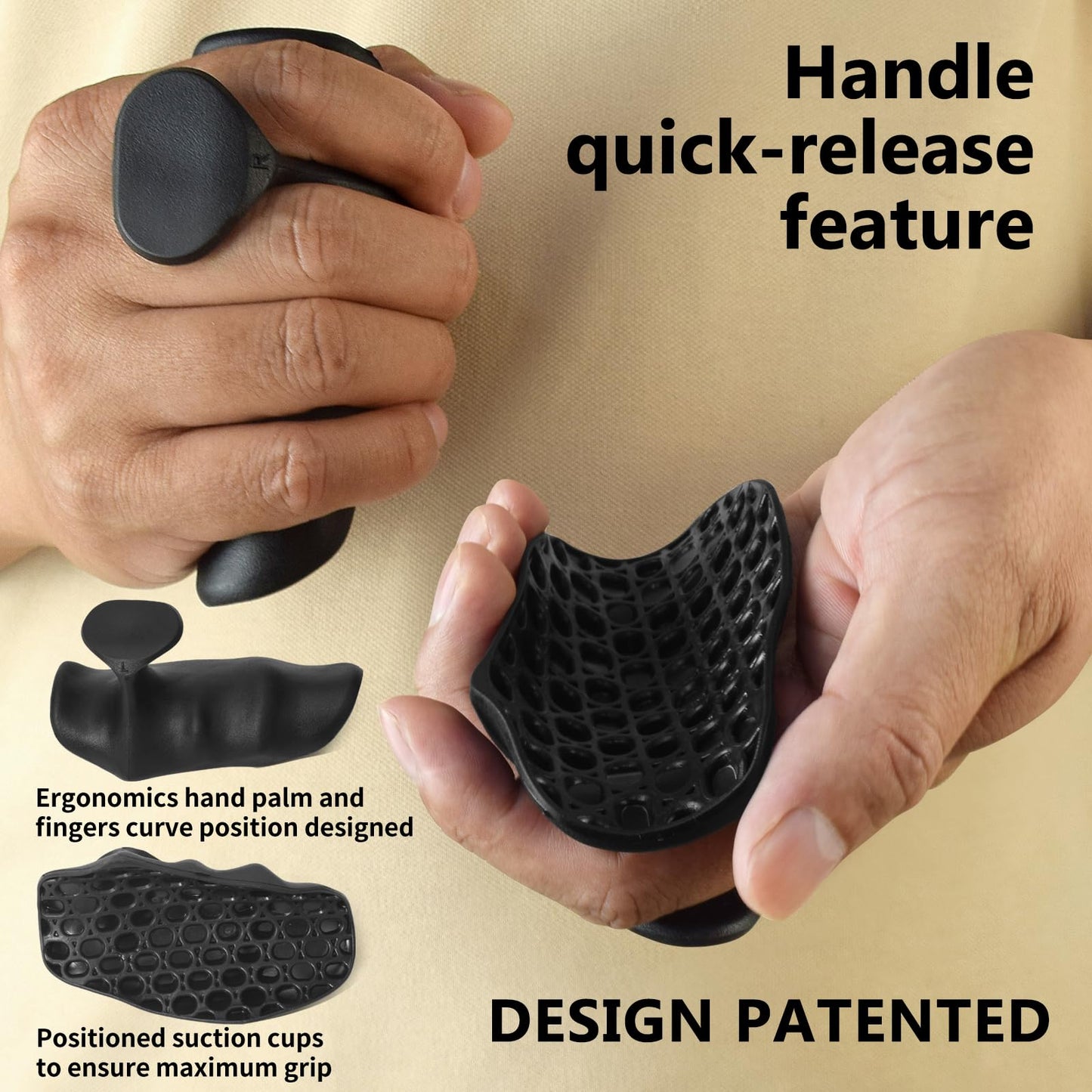 Krotour Rubber Gym Grips for Weights Training, Ergonomic Workout Grip for Weight Lifting Men Women Hand Protector Gym Gloves, Weight Lifting Grips for Bodybuilding, Deadlifts