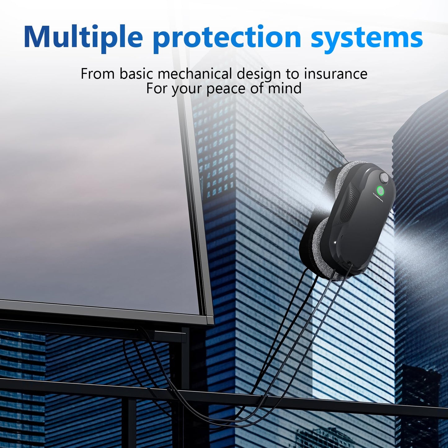 Tosima W5 Window Cleaning Robot, Dual Direction Auto-Spray Smart Window Cleaner with Triple Safety System, Smart Navigation, Remote Control, for All Smooth Surfaces, with 8 Rags, Black Robotic Vacuums