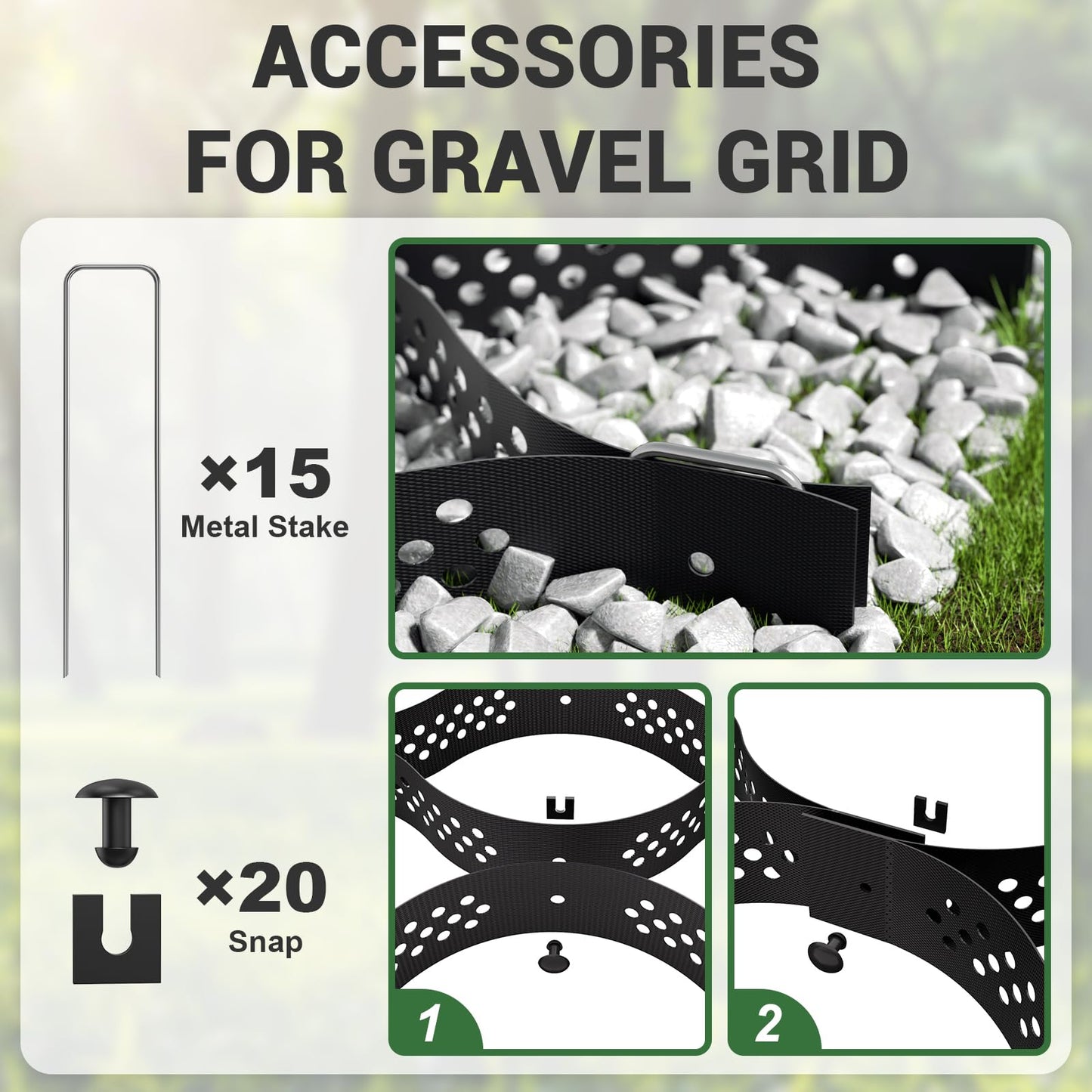 Gravel Grid 9x17.5 FT with 15Pcs Landscape Staples, 2'' Thick Geogrid Ground Grid 2200 lbs per Sq Ft Erosion Control Geo Grid for Driveway, Walkway, Horse Paddock, Patio, Parking Lot, Slope