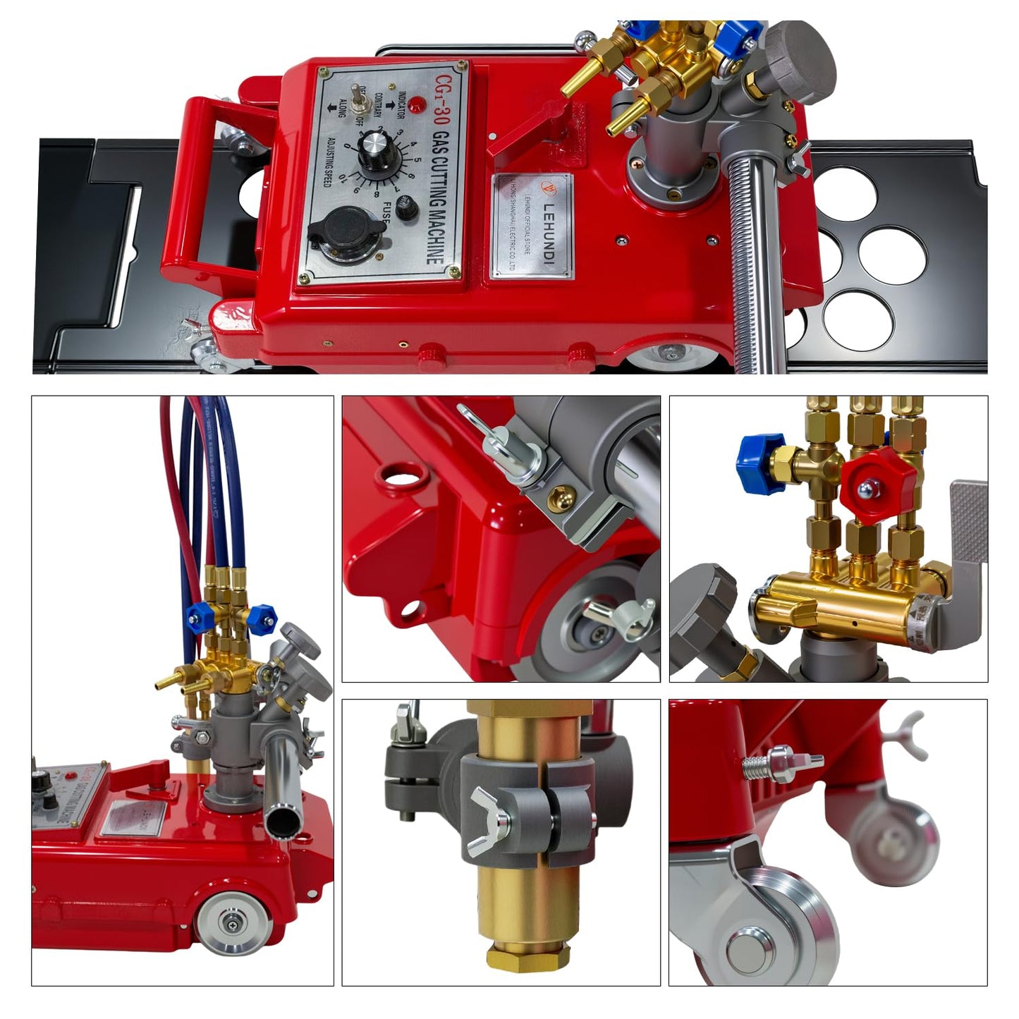 Torch Track Burner Cutting, CG1-30 Semi-automatic Straight Linear Gas Cutter 8~100mm Efficient Gas Cutting Portable Flame Cutting Machine Track Burner Cutter Torch Gas pipe Cutter(Acetylene + Oxygen)