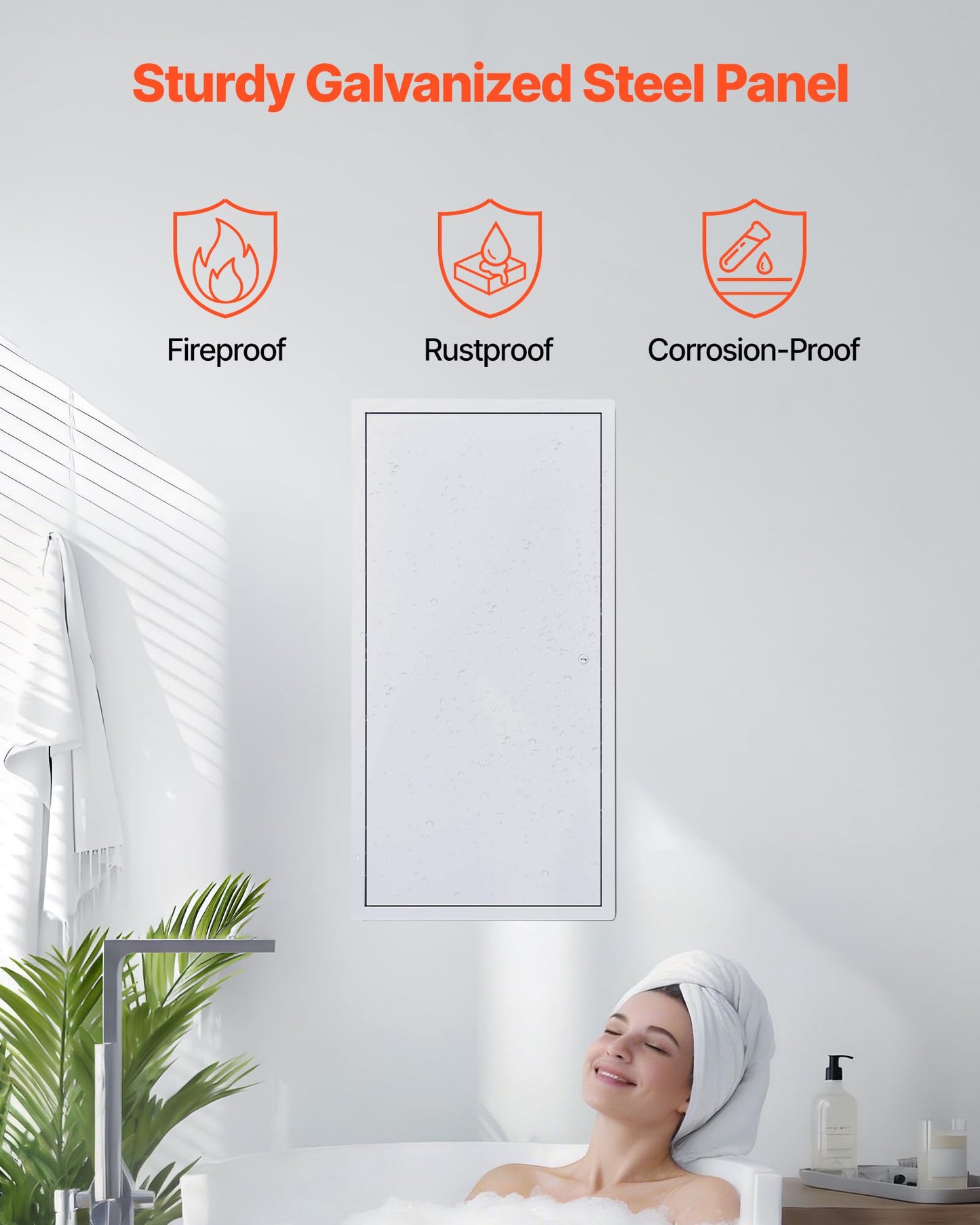 VEVOR Access Panel for Drywall, 30.3 x 15.2 in Galvanized Steel Access Door, Easy Install Hinged Service Panel with Screwdriver Latch, for Ceiling Plumbing Electrical, 14.4 x 29.4 in Cutout Size White