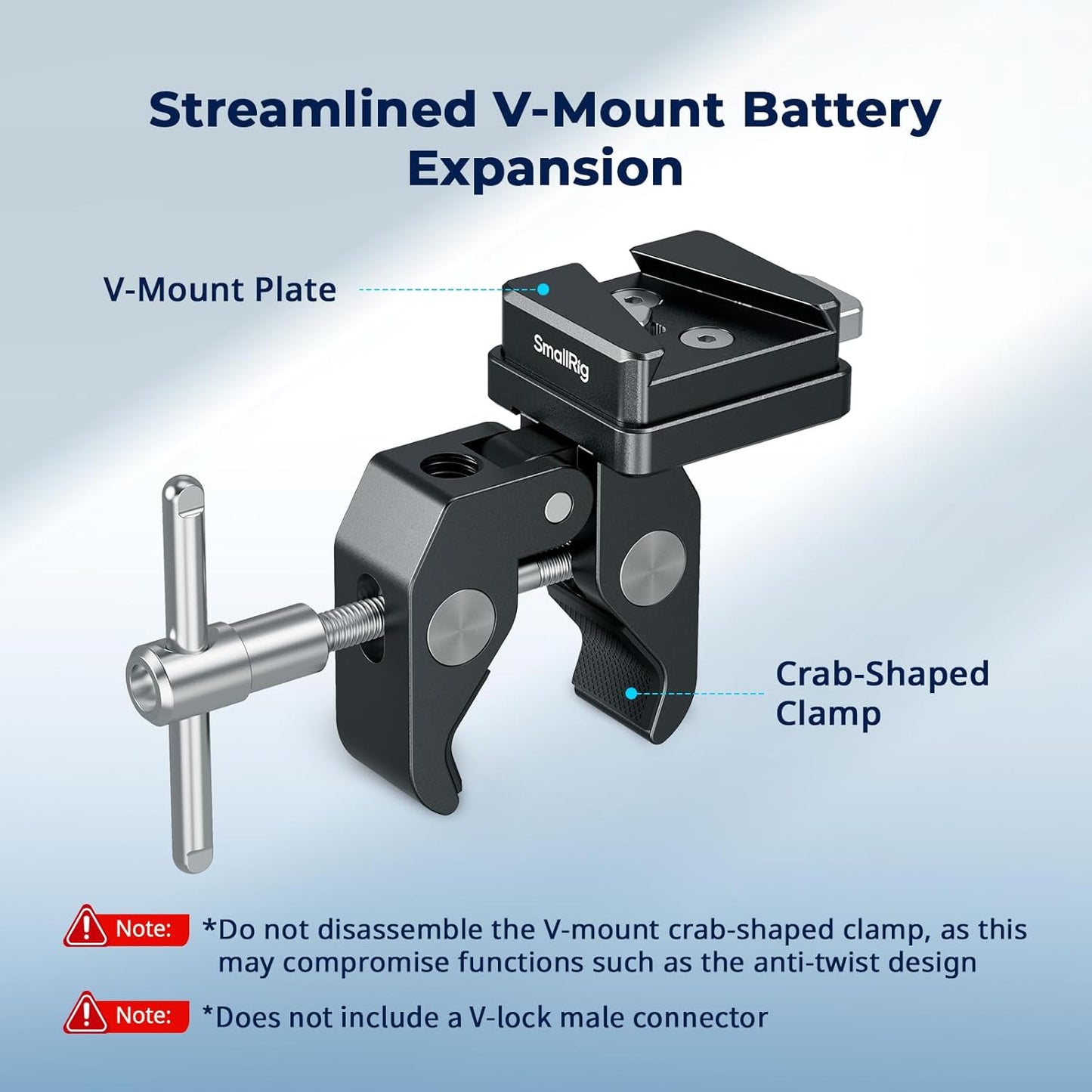 SMALLRIG 15-40mm 1.5kg 5313 V-Mount Crab-Shaped Clamp, Non-Slip Clamp, Load-Bearing Compatible with Multiple Brands