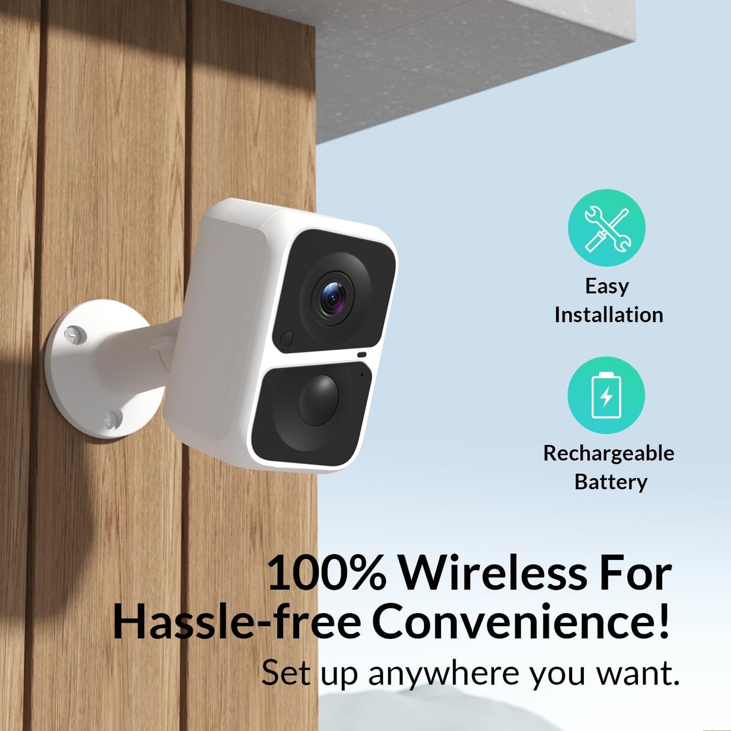 VKfoy 2K 2-Way IP65 Vicohome Wireless Battery-Powered WiFi Security Camera, Outdoor/Indoor with AI Motion Detection
