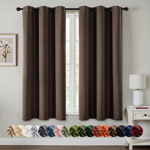 MIULEE Chocolate Brown Blackout Curtains - Thermal Insulated Room Darkening Drapes | 40 x 45 Inches, 2 Panels