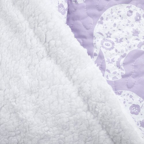 Lush Decor Elephant Parade Sherpa Throw Blanket 50" W x 60" L, Purple - Elephant Blanket for Kids - Plush Throw Blankets for Bed - Couch Blankets