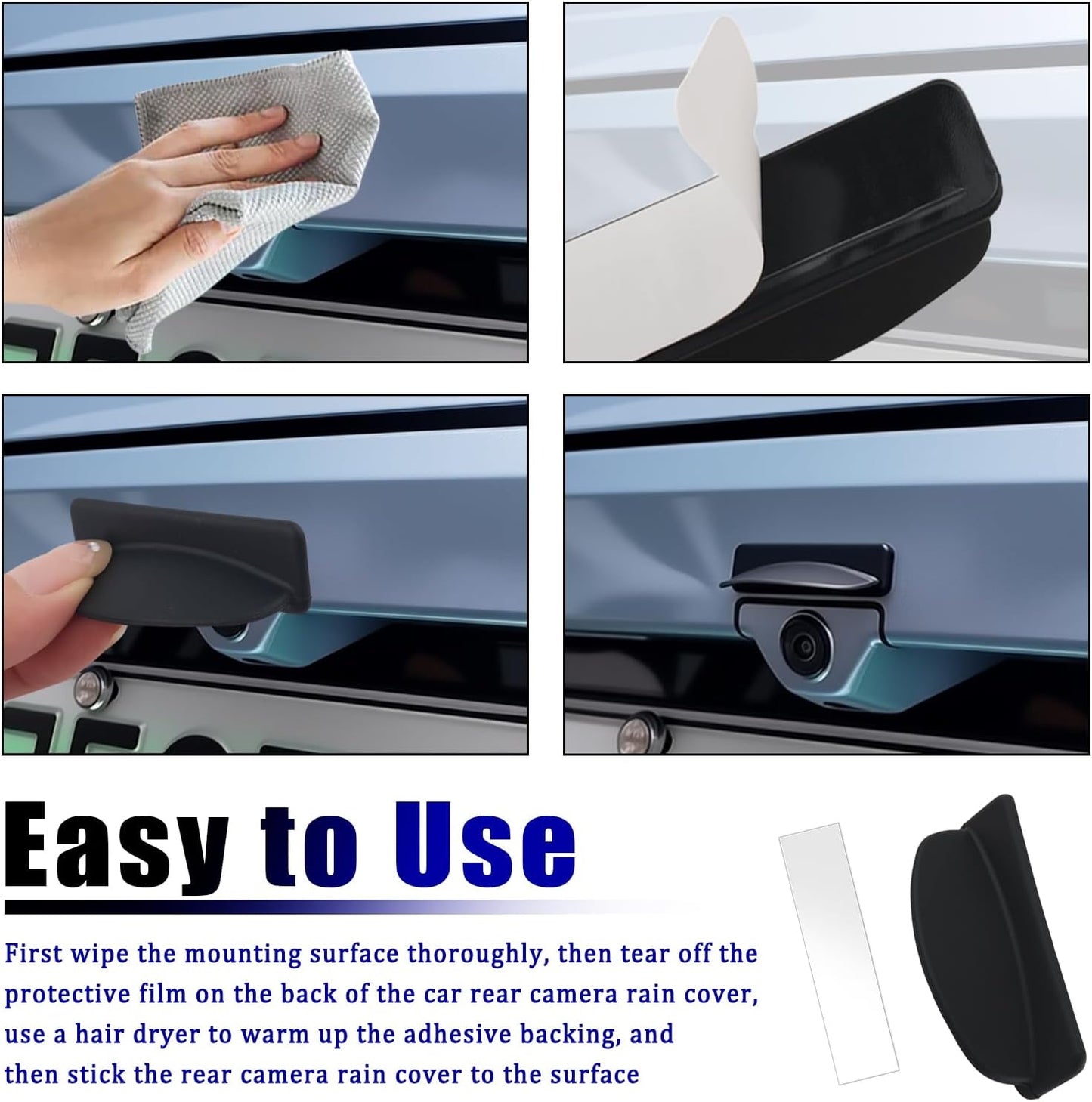 Turcee New Car Backup Camera Rain Shield,Self-Adhesive Car Reverse Camera Rain Cover with Extended Protection