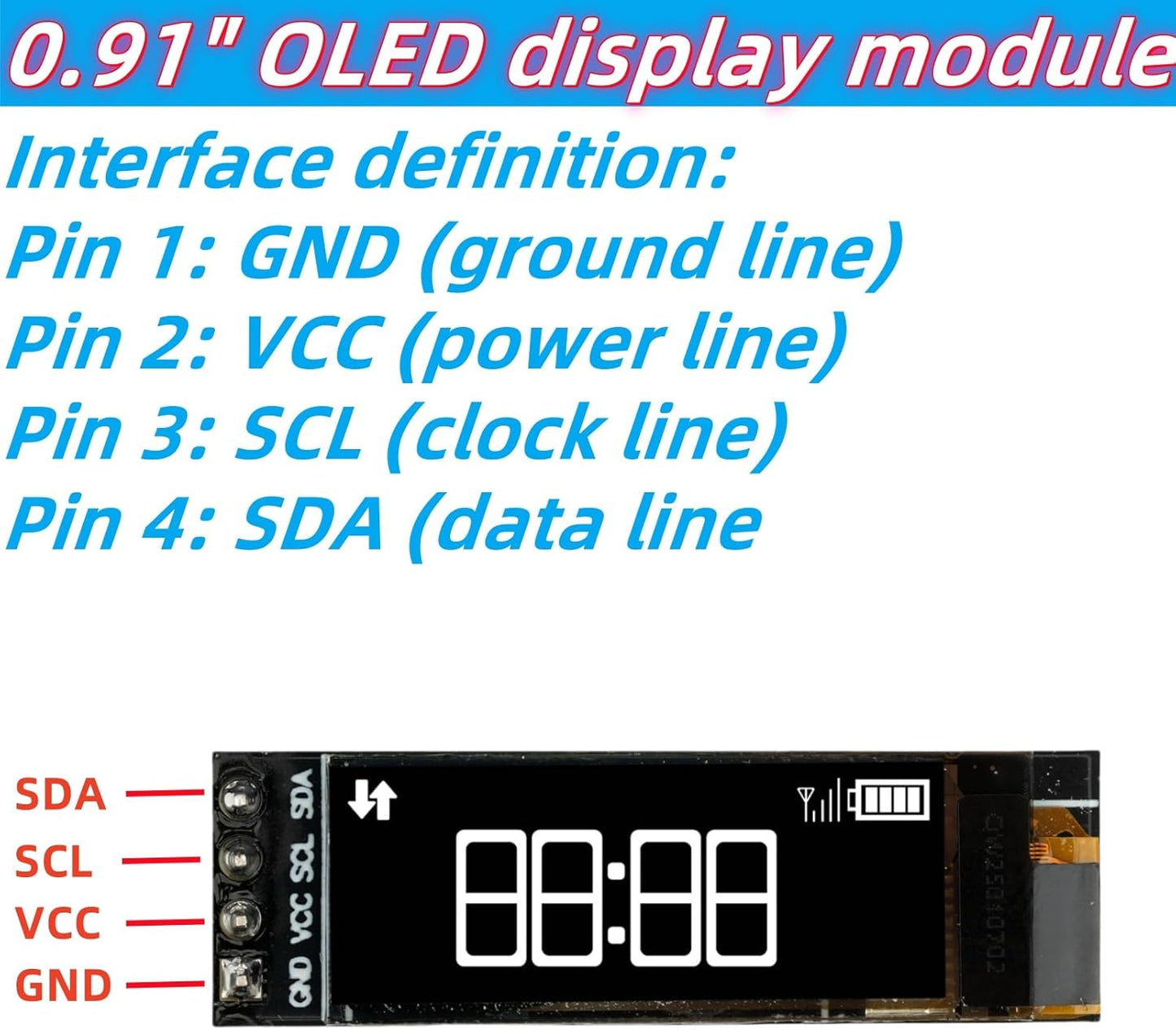 MTDELE 3Pcs 0.91 Inch 3.3V-5V 4Pin OLED Display IIC DC White OLED Screen Module Compatible with for Arduino Raspberry