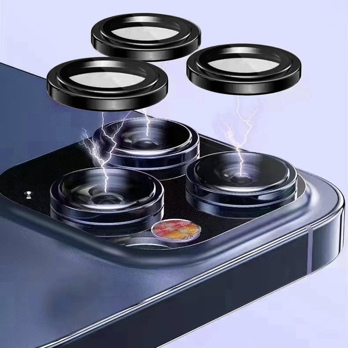 14 14 9H TENOC Camera Lens Protector for iPhone & iPhone Plus, Tempered Glass Camera Screen Cover, Black Metal