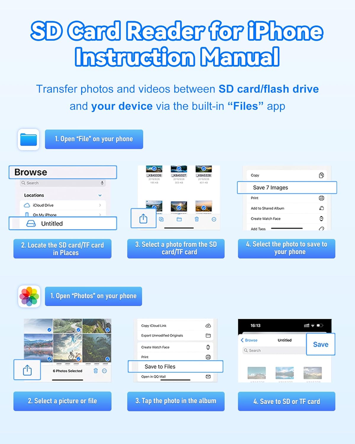 YOFEEPOP 3.0 3 17/16/15, SD Card Reader, USB Type C Memory Card Adapter, SD/TF Card Reader with USB Port, SD Card