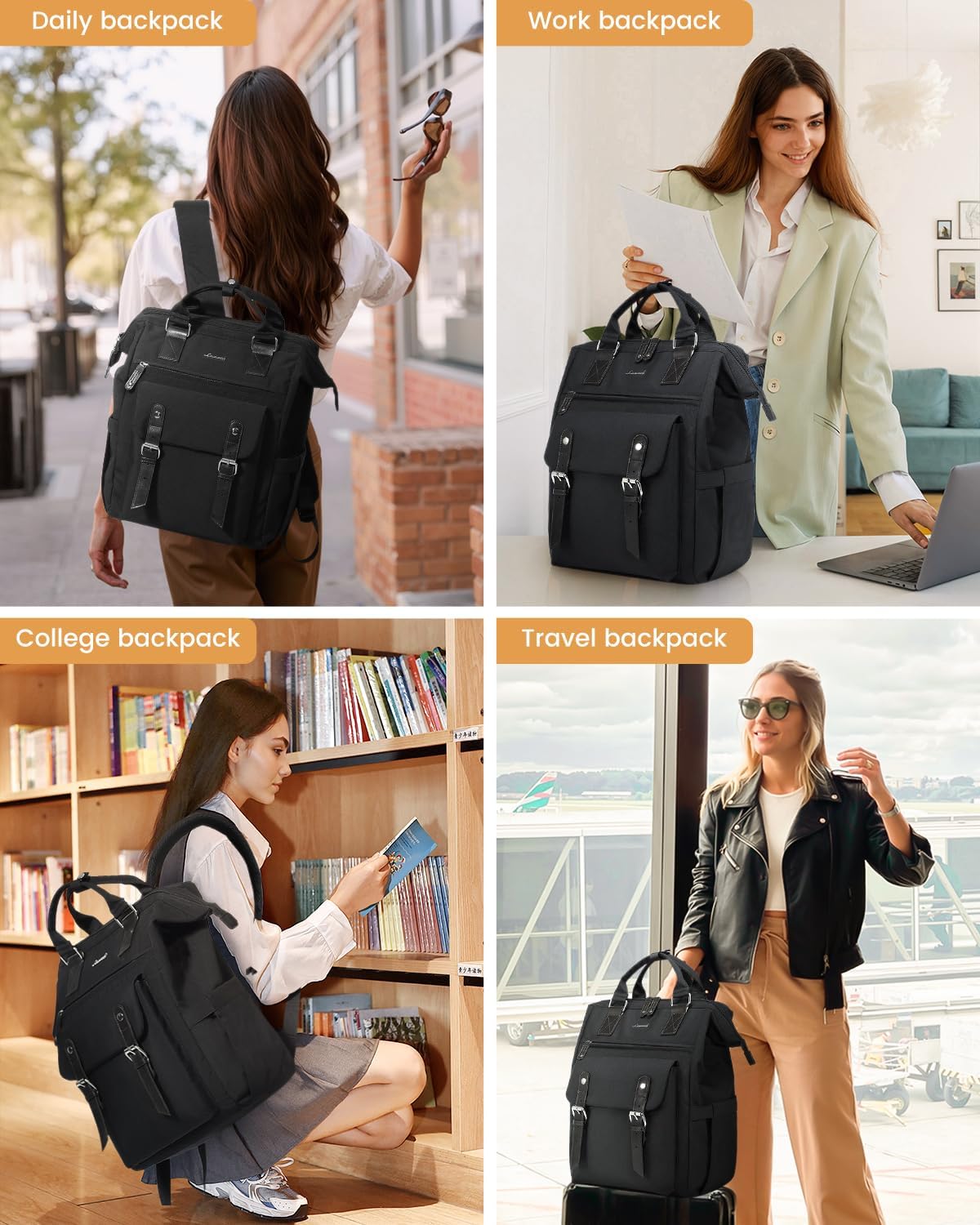 Backpack Backpack Backpack Commuter 15.6 Inch, LOVEVOOK Laptop for Women, College School Student Bookbag, Teacher Work