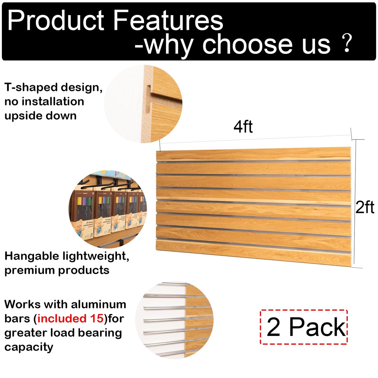 Slatwall Panels with Aluminum Reinforcement Strip, Maple Garage Slatwall Storage Systems 4’x4’ MDF Slat Wall Paneling for Retail Display, Shiplap Wall Paneling Slat Board Garage Slatted Panels