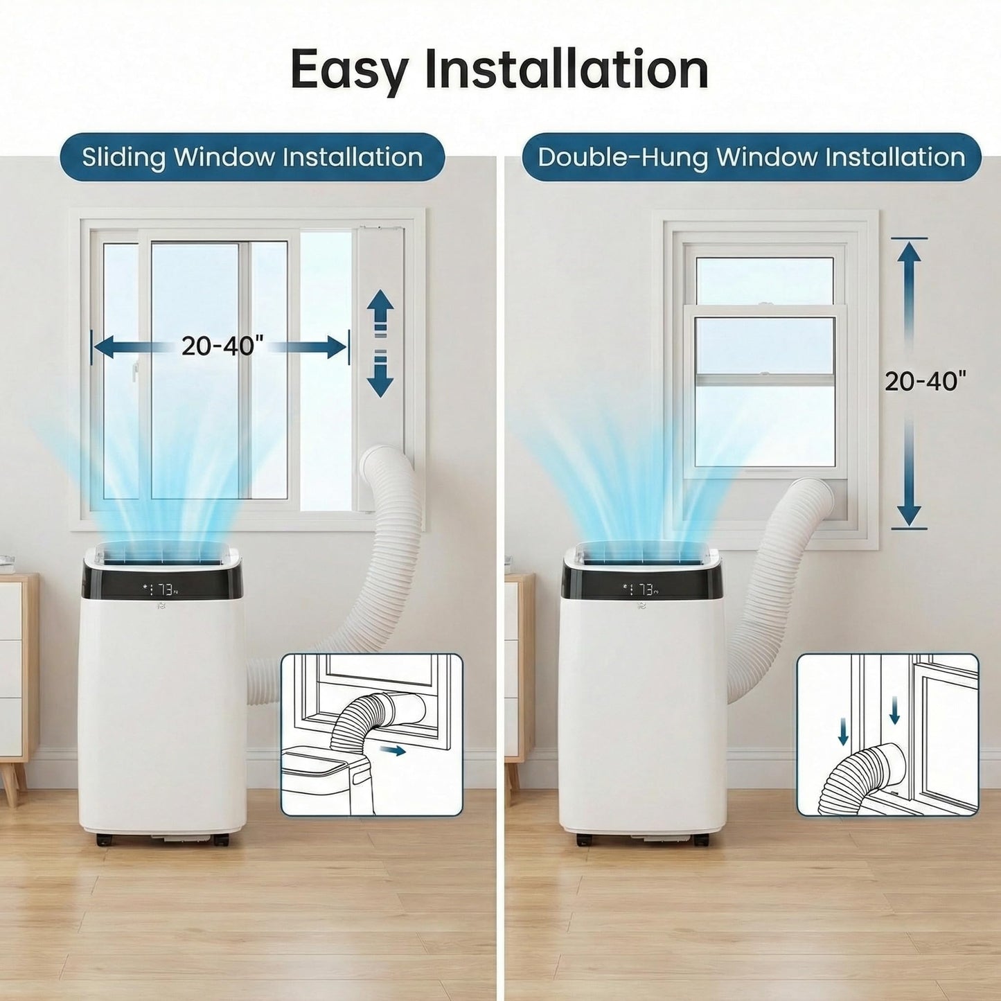 10000 BTU Portable Air Conditioner with White Body, Cooling, Dehumidifying & Fan Features, Quiet Operation, Suitable for Medium Rooms, 24-Hour Timer & Energy Efficient