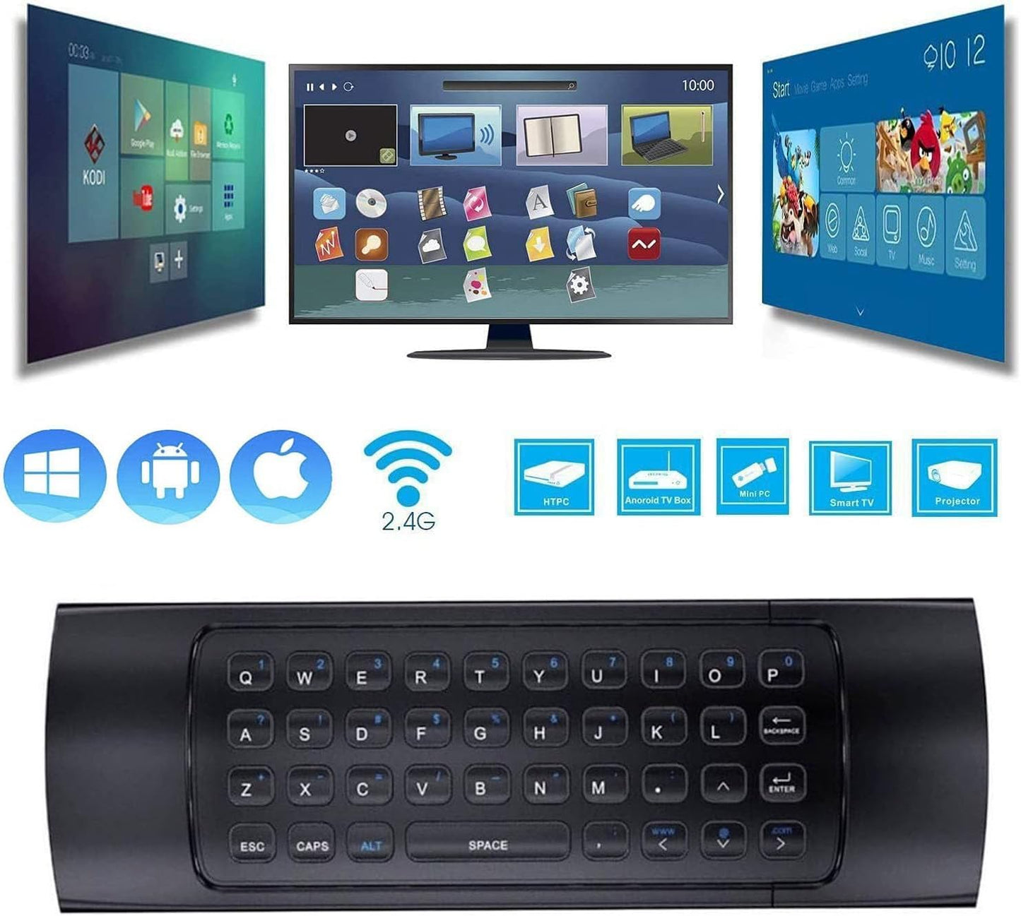 KUNSI MX3 2.4G Air Mouse Remote Pro, Wireless Mini Keyboard, Universal Remote Control with IR Learning for Android TV