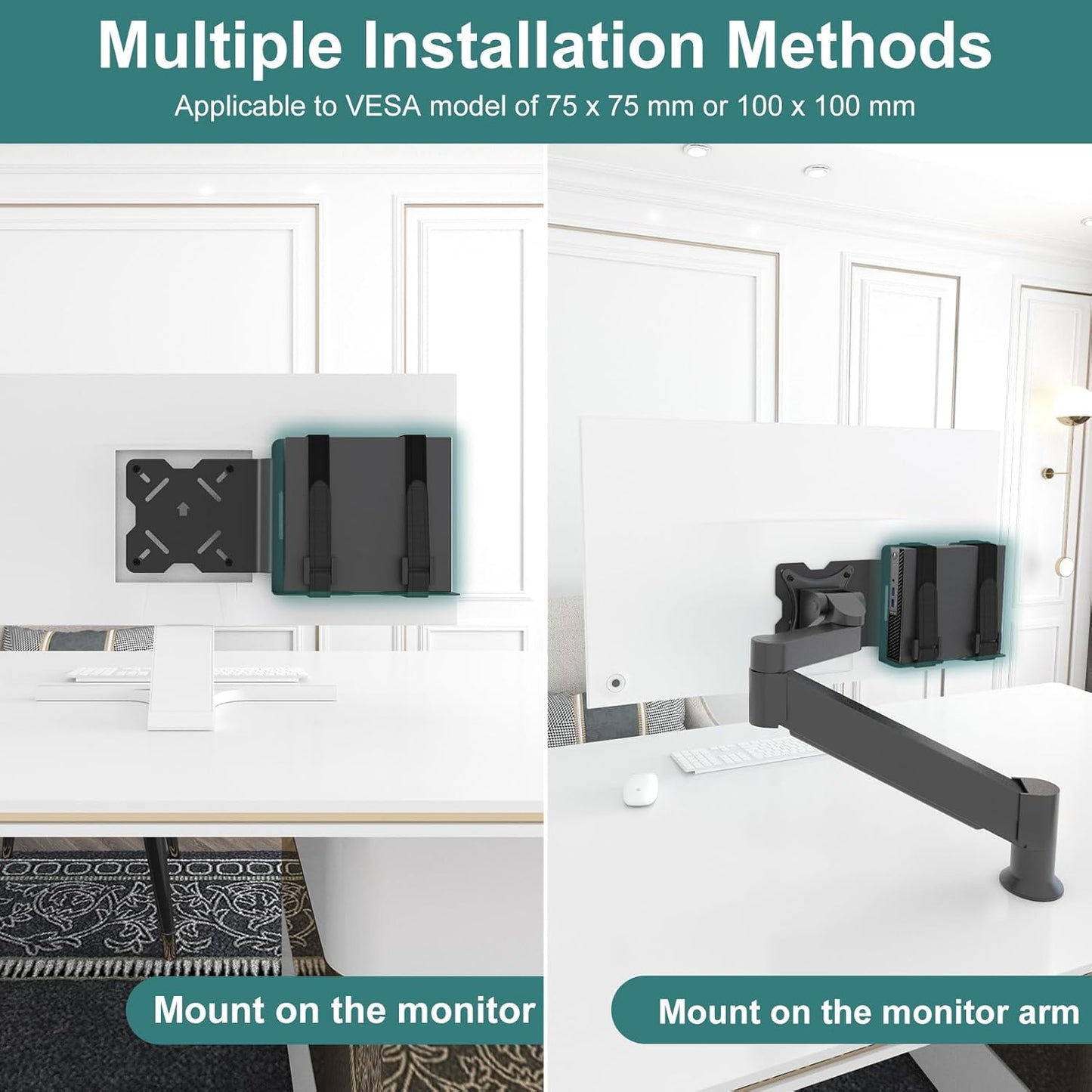 Bedycoon Universal Small Device VESA Mount can Connect VESA Arms, Adjustable Strap for MFF, Small Computers, Modems