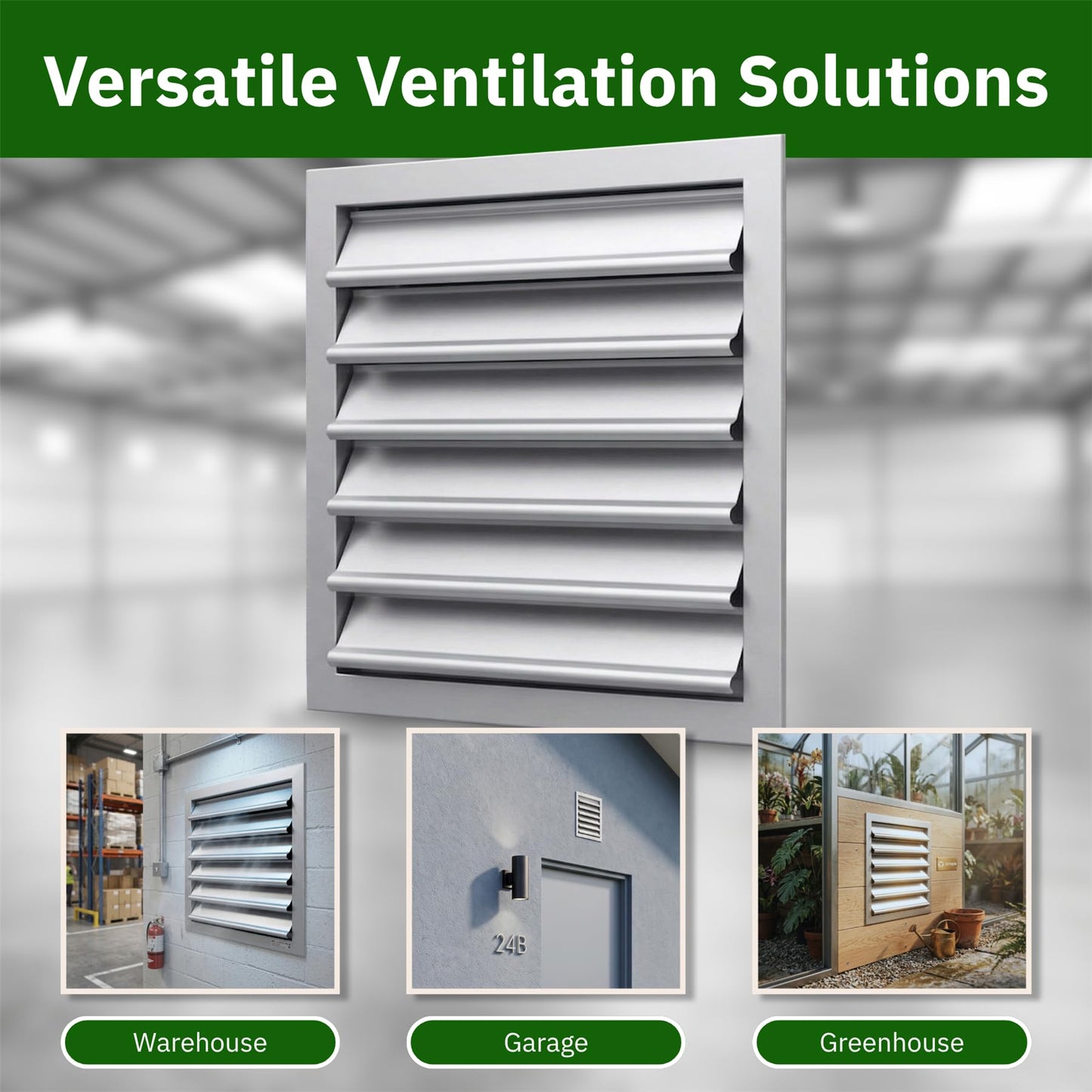 Byson Gravity Grille Anodized Aluminum with Gravity Shutter 24 x 24 inches – Weatherproof Ventilation for Walls and Crawl Spaces