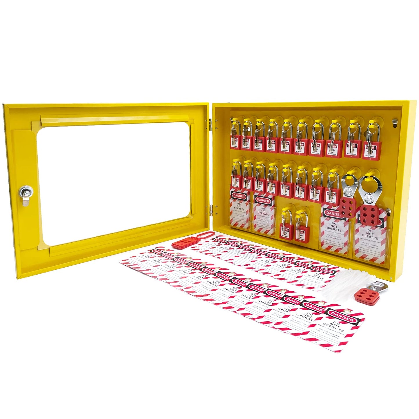 SAFBY Lockout Tagout Station Metal Kit with Lock Out Tag Out Loto 4 Hasps,40 Tags,20 Locks with Number 1-20 (Big Metal Station)