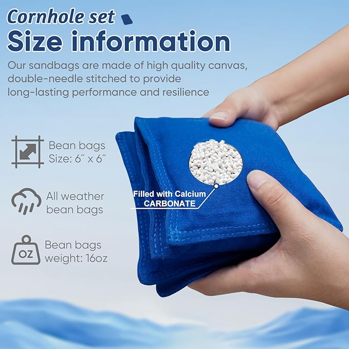 Cornhole Boards Set - Regulation Size 4x2/3x2ft Solid Wood Corn Hole Game Set with 8 Bean Bags and 2 Cornhole Boards - Perfect for Outdoor Game