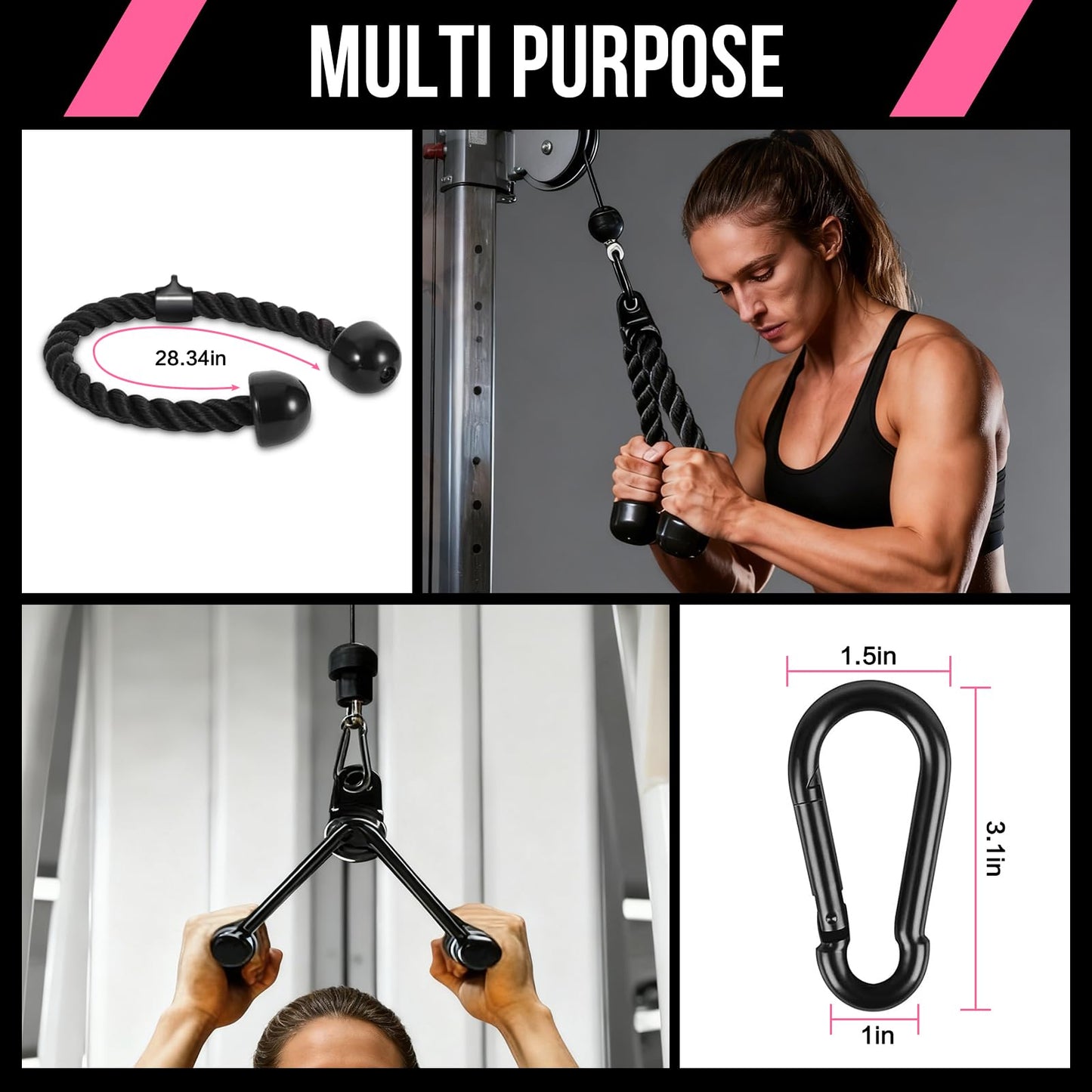 WNOEY LAT Pulldown Attachments, Cable Machine Attachment Gym Accessories, Cable Attachments for Gym, Home Gym Accessories
