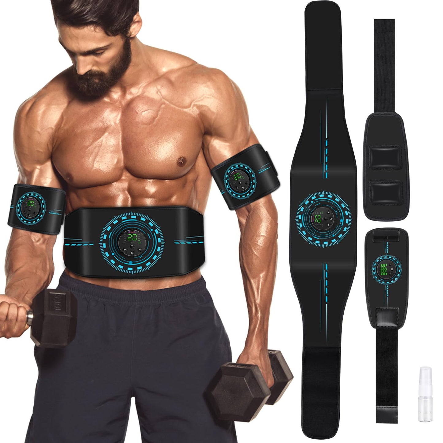 ABS Stimulator Muscle Toner, AB Machine for Abdomen/Arm/Leg, Muscle Stimulator for Muscle Growth, Ab Toning Belt Muscle Stimulator for Men and Women 3 Pack