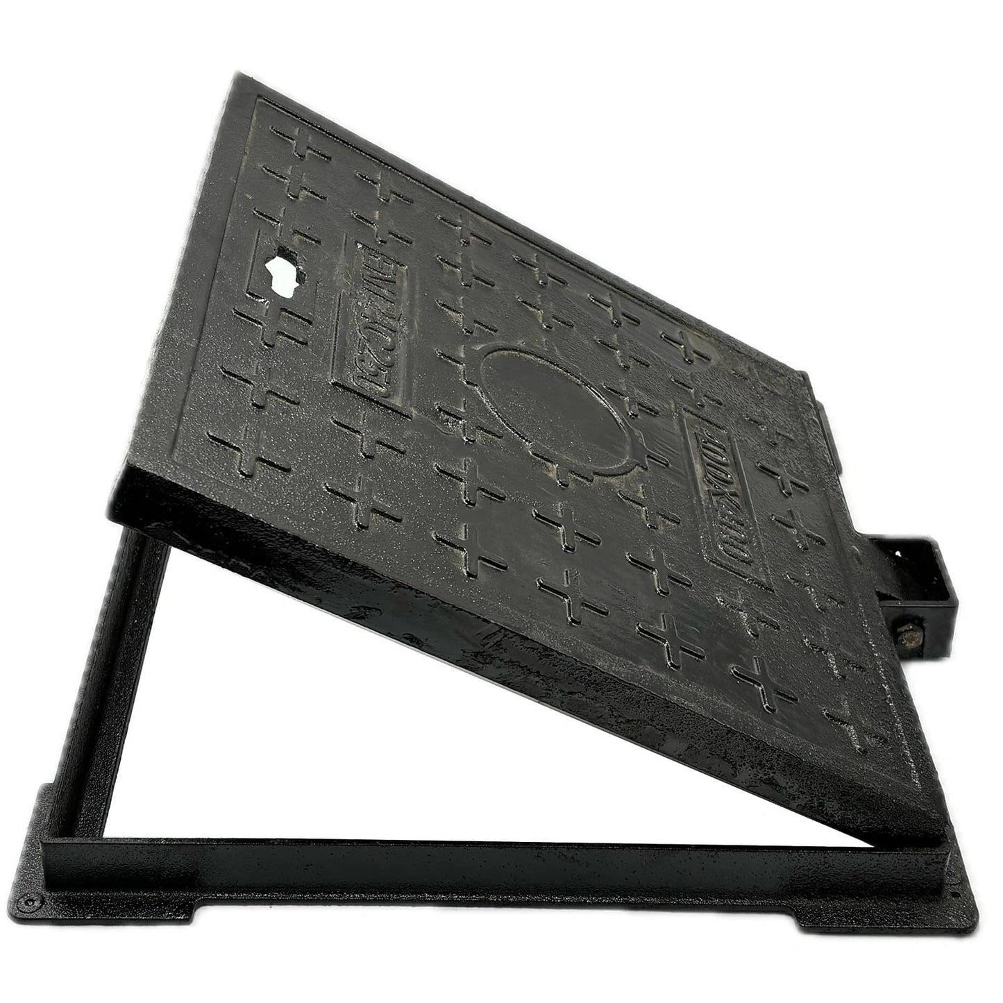 MASSLUNT 16x16 In Cast Iron Manhole Cover and Frame for 15" Corrugated Pipe, B-Class 28100 lbs Heavy-Duty Driveway Septic Tank Lid with Base, Square Anti-Slip Inspection Well Cover (True 15.8" ISL)
