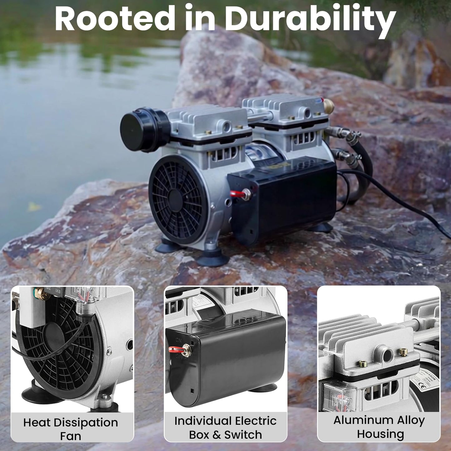 WRSTER-TECH Aerator, 5.2 CFM for Pond and Lakes Up to 3 Acres, 3/4 HP Compressor without Timer & Diffuser & Hose, Aeration Pumps for Deep Water Oxygen Circulation