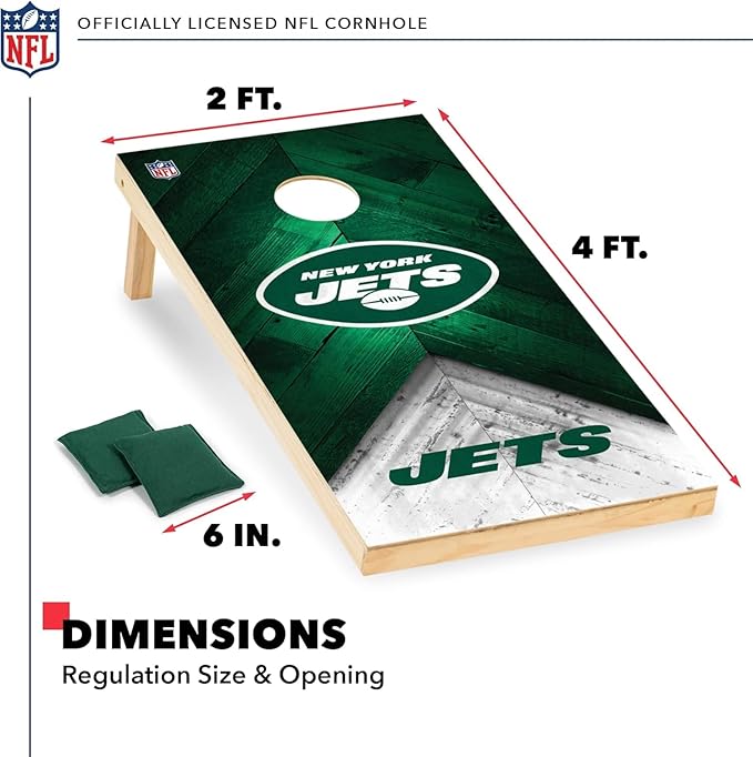 NFL Football 2' x 4' Regulation Size Solid Wood Cornhole Set with Direct Print HD Team Graphics Great Gift for Any Football Fan! Bean Bag Toss Family Outdoor Game