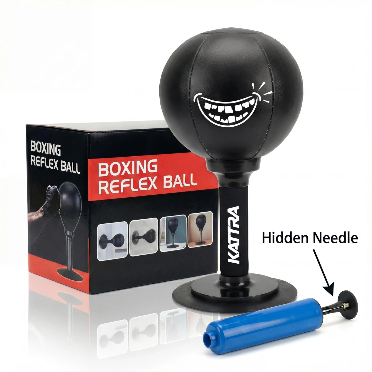 KATTRA Desktop Punching Bag with Suction Cup, Stress Relief Ball, Heavy Duty Grin Face Boxing Bag, Portable Mini Punching Bag,White Elephane Gift,