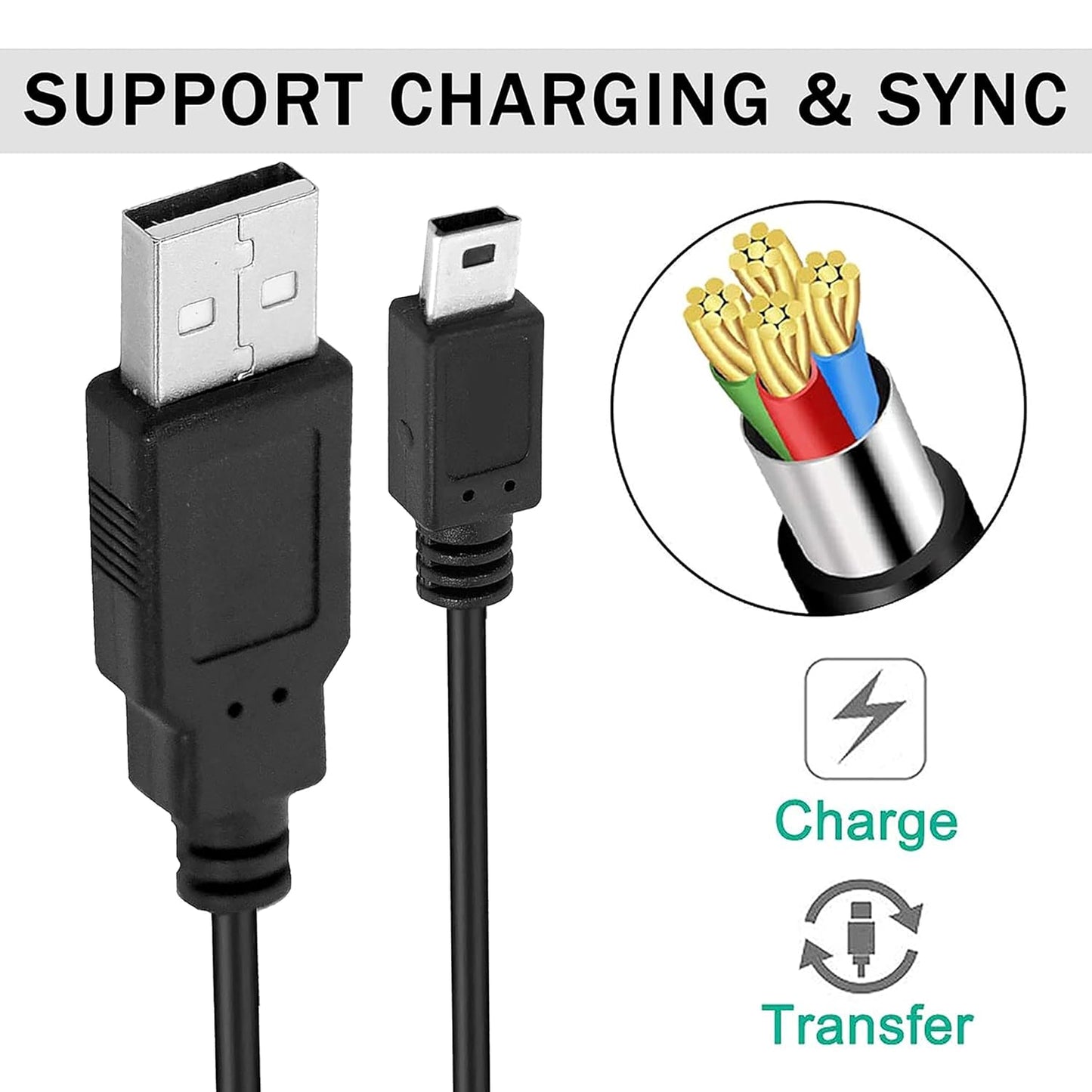 10 Pack 2.0 5 MP3 Player(150cm 5Feet 1.5M) SaiTech IT USB A to Mini pin B Cable for External HDDS/Camera/Card Readers/