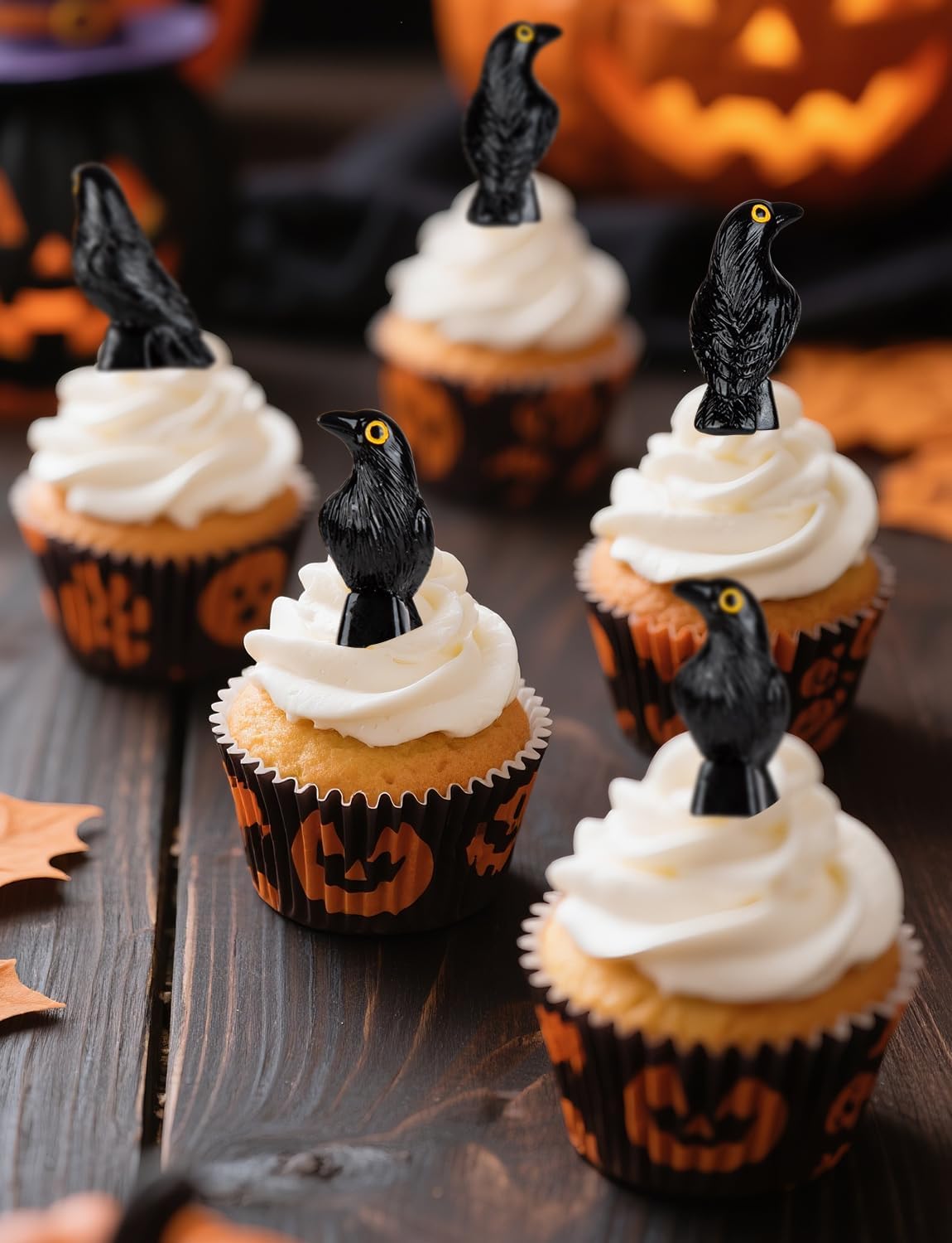 Skiennix Mini Resin Crows - Halloween Decor Figurines | 100 Pcs Black Raven Ornaments for Crafts & Parties