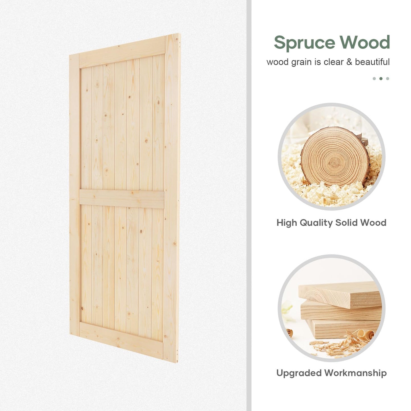 ROYMELO Double 40x84 inch Sliding Barn Wood Door Slab with 7ft Hardware Kit