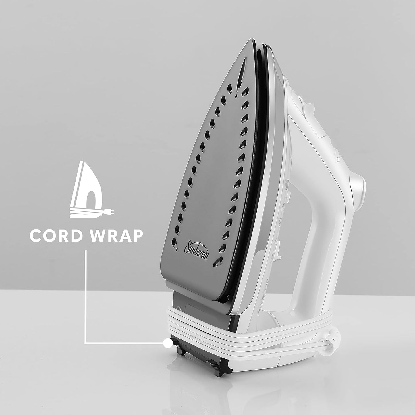 Sunbeam Classic Steam Iron - 1200 Watt Anti-Drip Nonstick Soleplate | 8' Swivel Cord & Auto Shut-Off, White