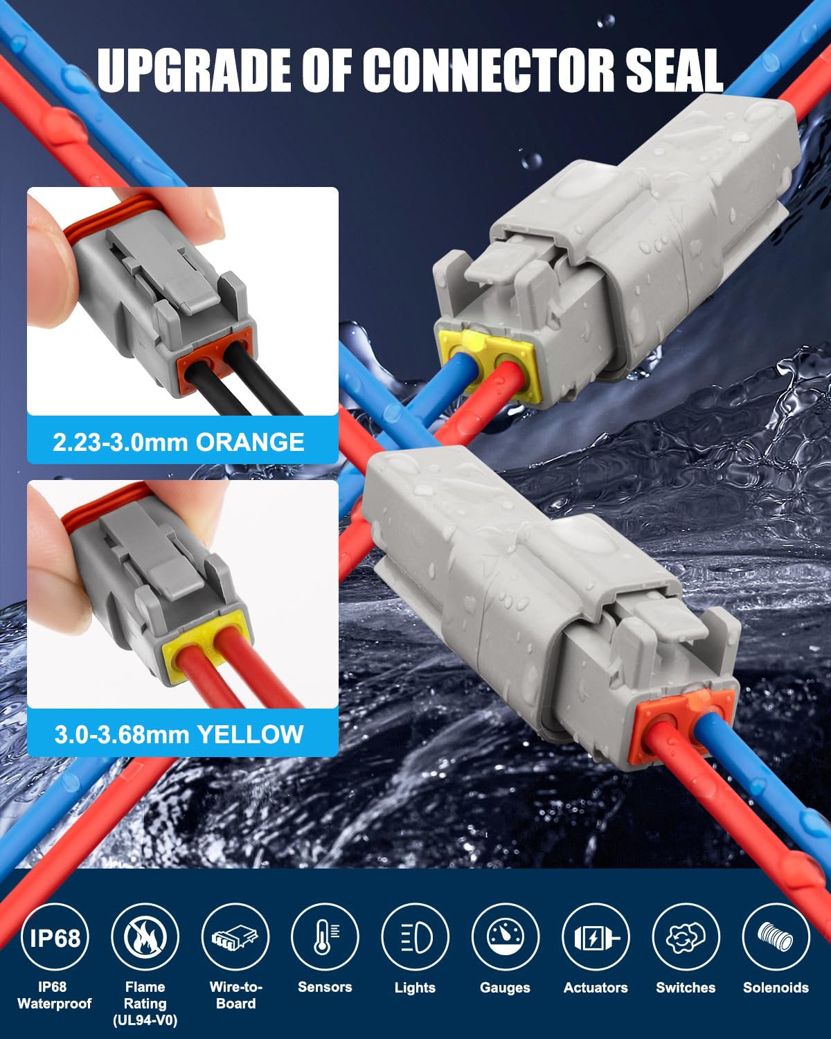 JRready DW5007-02 Deutsch Connector Kit, DT 2 3 4 6 8 12 Pin Automotive Electrical Connectors, Deutsch Crimping Tool 12-22AWG with Size 16 Solid Contacts, Connector Removal Tool, Seal Plugs