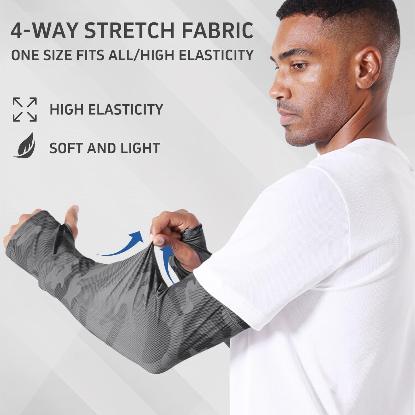 RainFlowwer Dark Grey UV Sun Protection Arm Sleeves for Men Women Teenager, Ice Silk Cooling Arm Sleeves for Running Fishing Cycling Driving Gardening Hiking