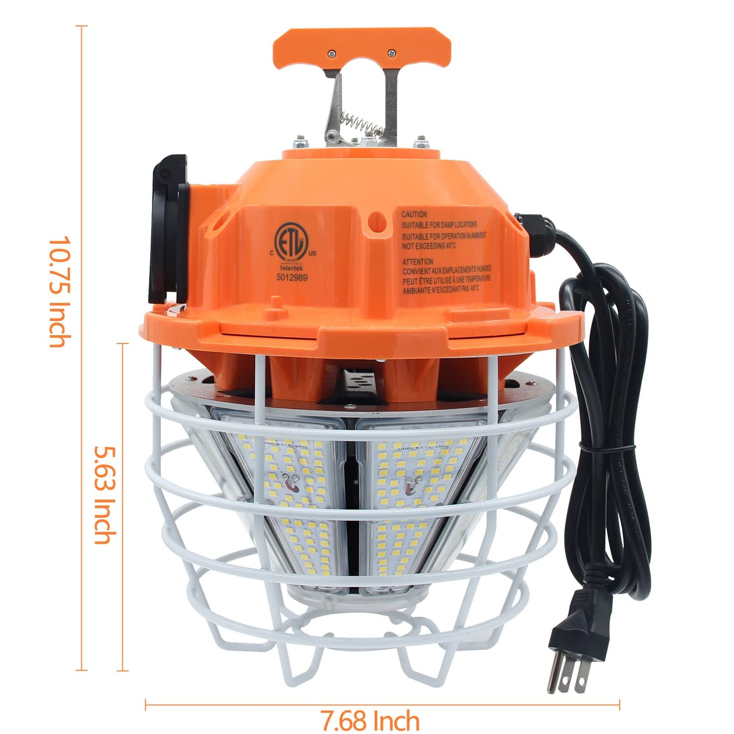 NS 150W LED Temporary Work Light, 24750LM Linkable Daylight White 5,000K Portable Hanging Lamp Jobsite Lighting Stainless Steel Protective Cover for Outdoor Construction High Bay Warehouse