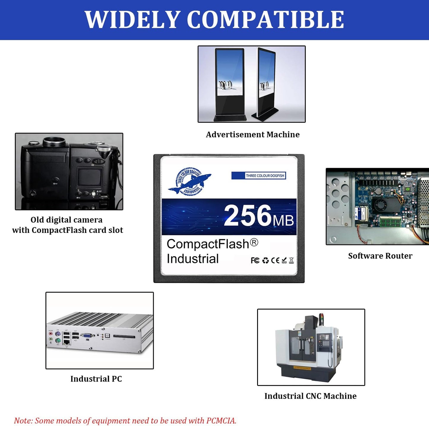 THREE COLOUR DOGFISH 256MB FAT16 Dogfish Compact Flash Memory Card High Performance Industrial CF Type I Card