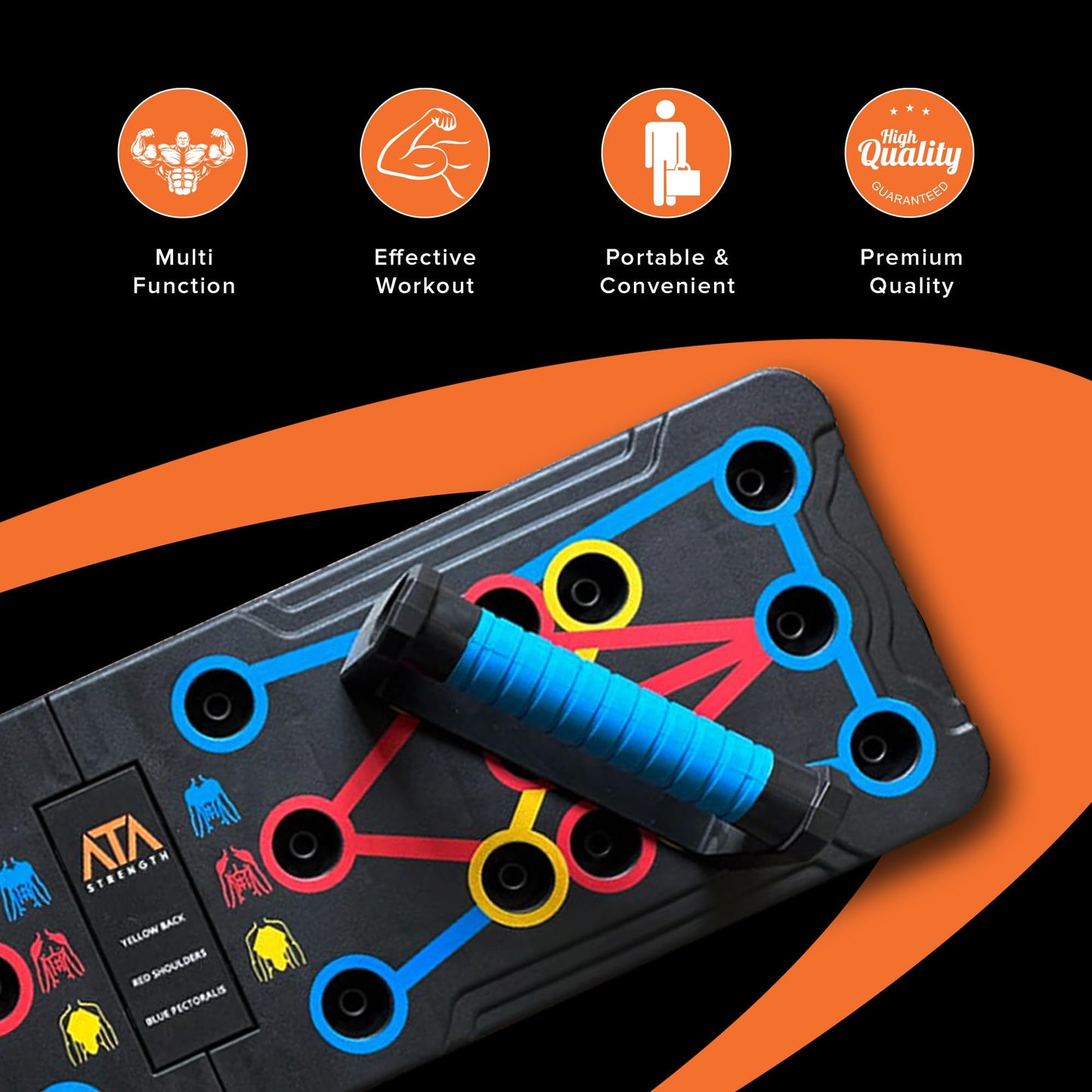 ATA-Strength Heavy-Duty 15-in-1 Foldable Push Up Board gym gift for men and women with Adjustable Grip Strengthener, skipping Rope, and 3 Resistance Bands Comprehensive Home Workout System for Targeted Muscle Training and Enhanced Grip Strength