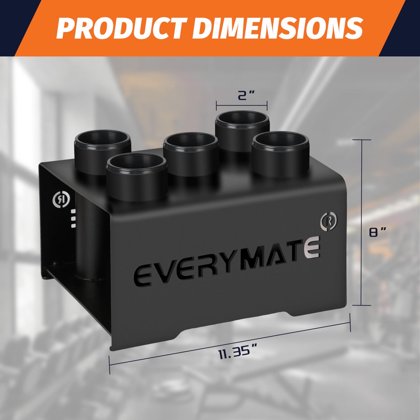 EVERYMATE 5 Barbell Holder, Vertical Olympic Bar Rack, Gym Vertical Storage Fits 2-Inch Barbells,Home Garage Gym Organize