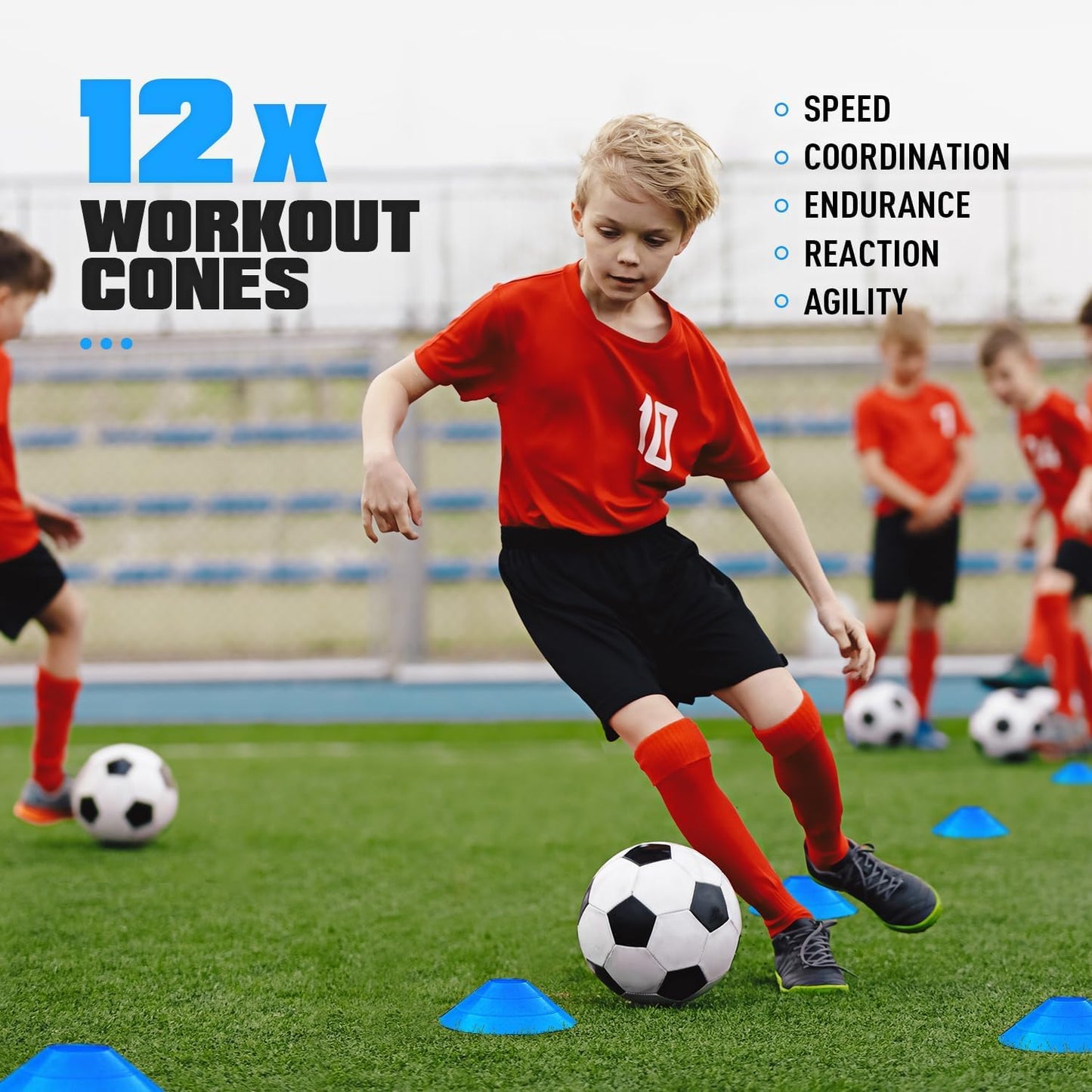 KUTIZE Agility Training Equipment, Soccer Training Equipment, Agility Speed Training Set for Kid Youth Adult, 20FT Agility Ladder, 4 Hurdles,12 Soccer Cones, Jump Rope, Running Parachute, Drill Charts