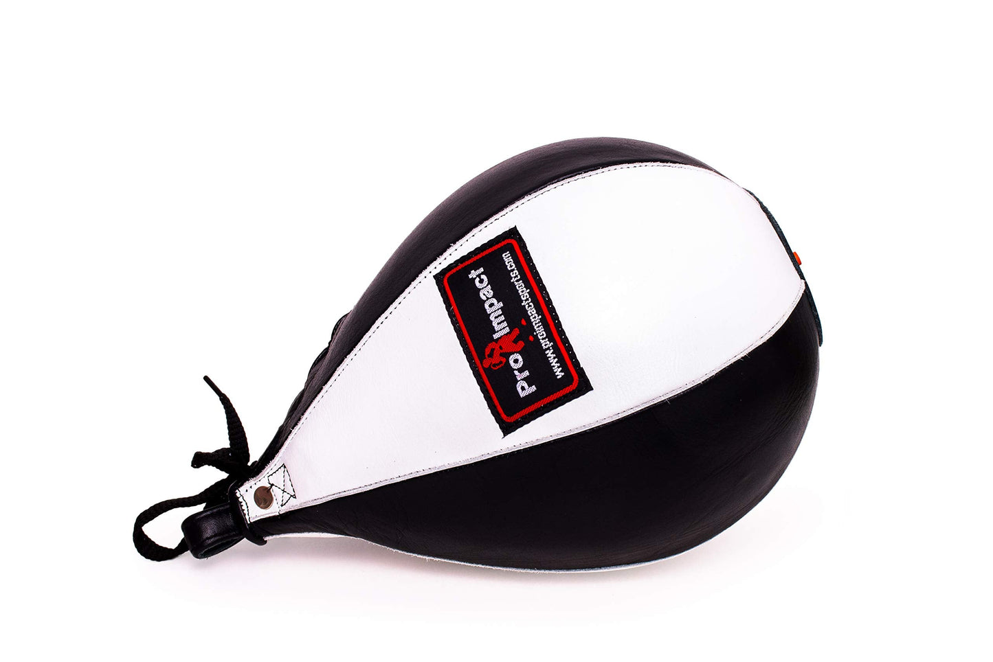 Pro Impact Genuine Leather Speedbag Black – Heavy Duty Leather Hanging Swivel Punch Ball for Boxing MMA Muay Thai Fitness or Fighting Sport Training (White Black Medium)