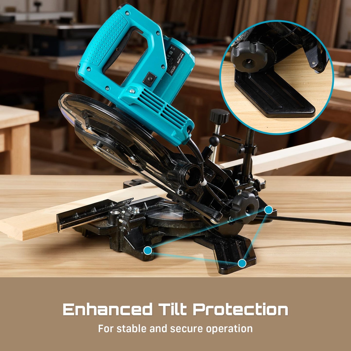 SEESII Power Compound Miter Saw: 8-inch Compact Miter Saw with Speed 4900RPM - Laser Guide - Precision Miter Angles - Lightweight Design - Single Bevel 0-45° for Carpenter Woodworking Project DIY